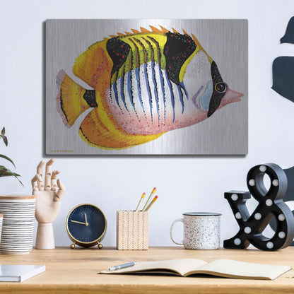 Luxe Metal Art 'Fish 1 Red Yellow' by Olga and Alexey Drozdov, Metal Wall Art,16x12