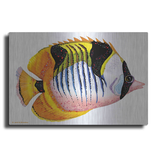 Luxe Metal Art 'Fish 1 Red Yellow' by Olga and Alexey Drozdov, Metal Wall Art