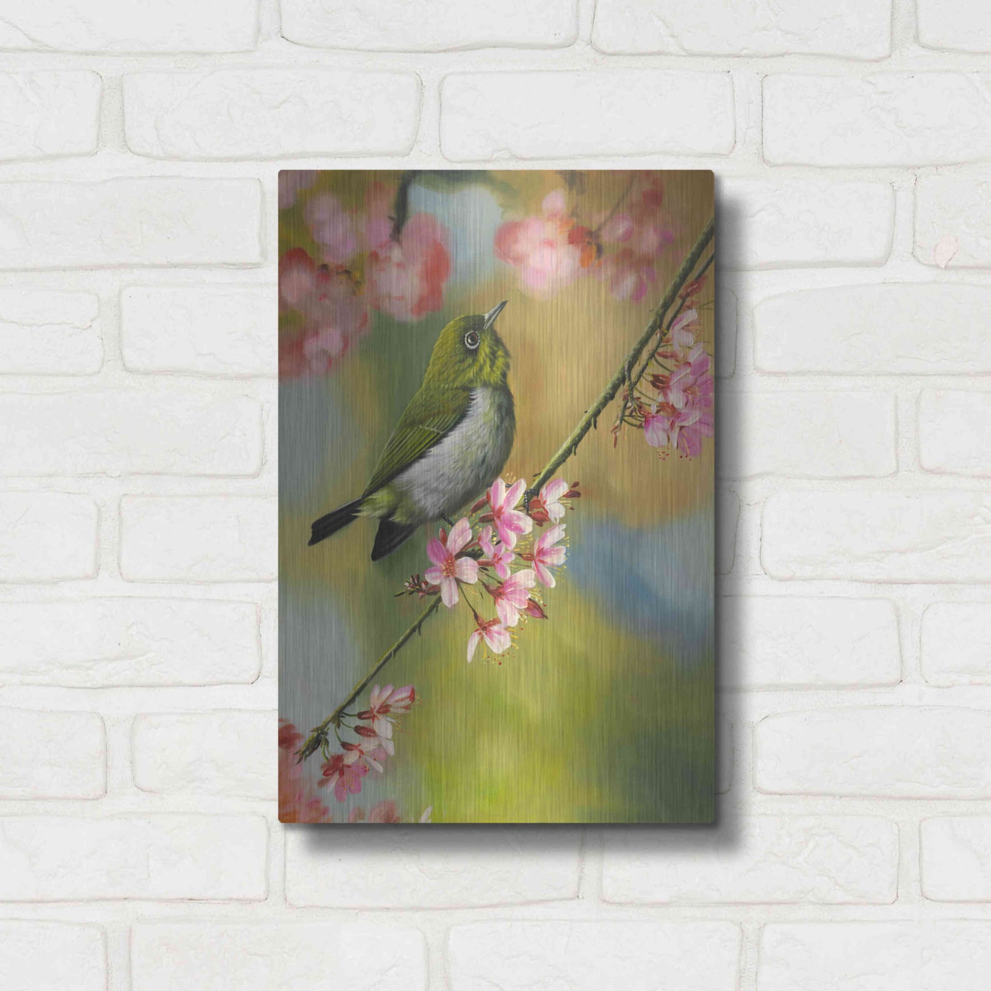 Luxe Metal Art 'Birds & Blossoms' by Patricia Feathers, Metal Wall Art,12x16