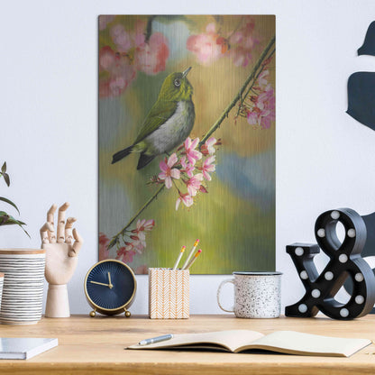 Luxe Metal Art 'Birds & Blossoms' by Patricia Feathers, Metal Wall Art,12x16