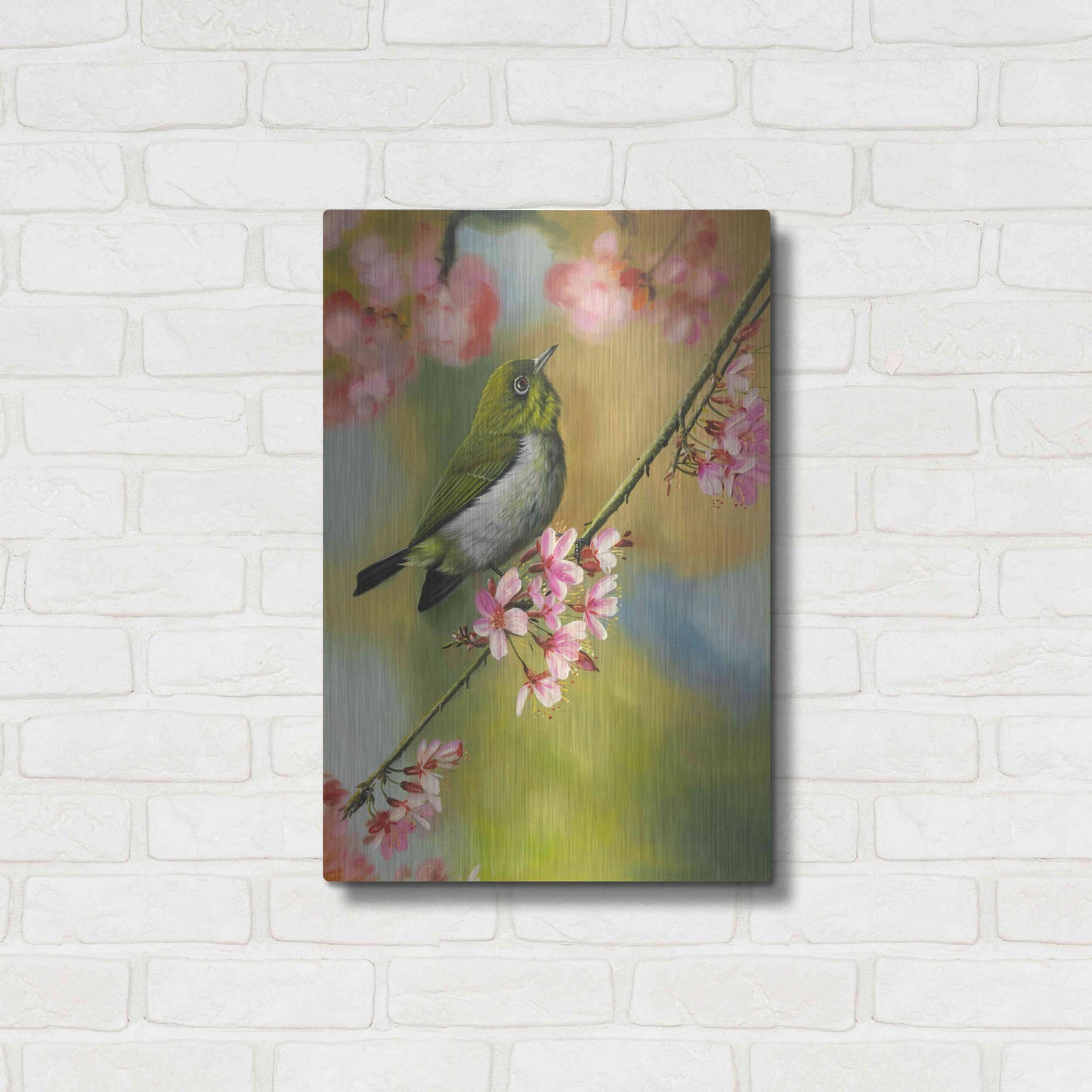 Luxe Metal Art 'Birds & Blossoms' by Patricia Feathers, Metal Wall Art,16x24