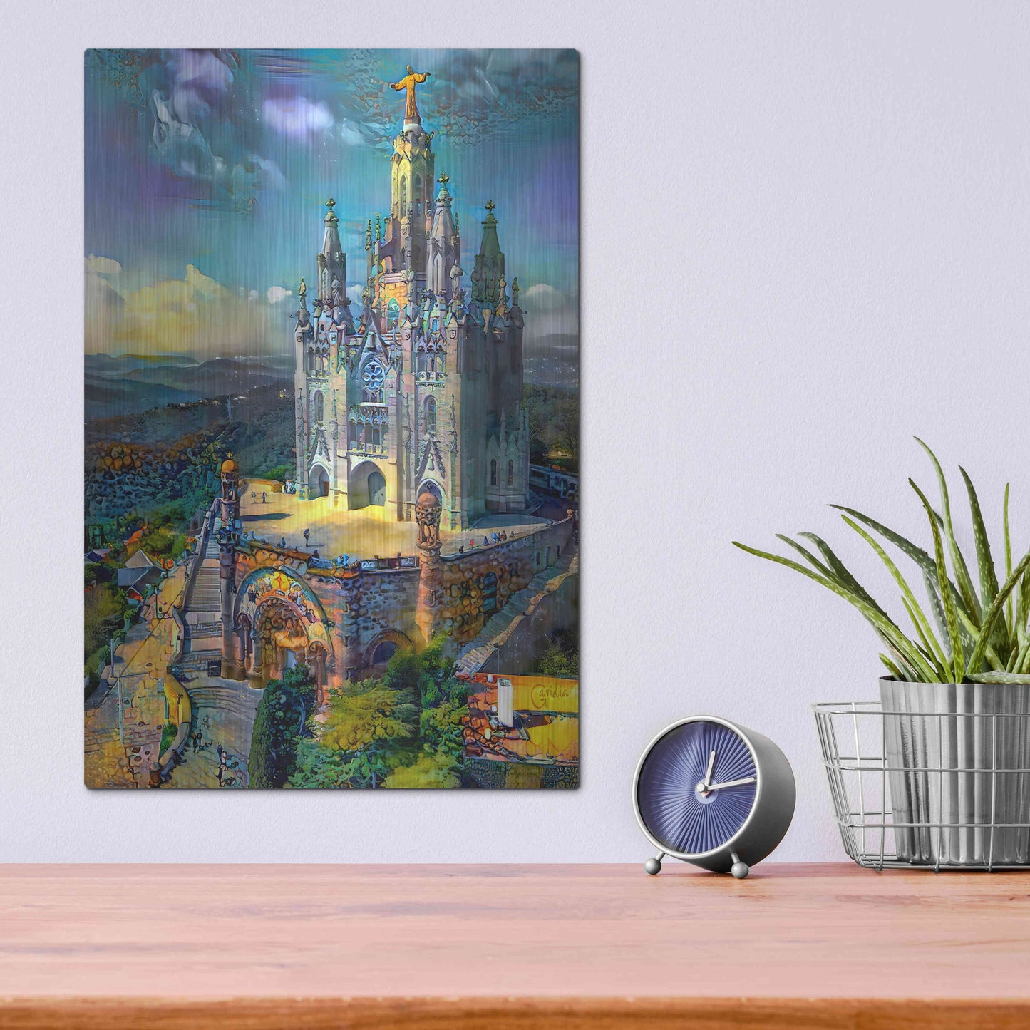 Luxe Metal Art 'Barcelona Spain Tibidabo Church' by Pedro Gavidia, Metal Wall Art,12x16