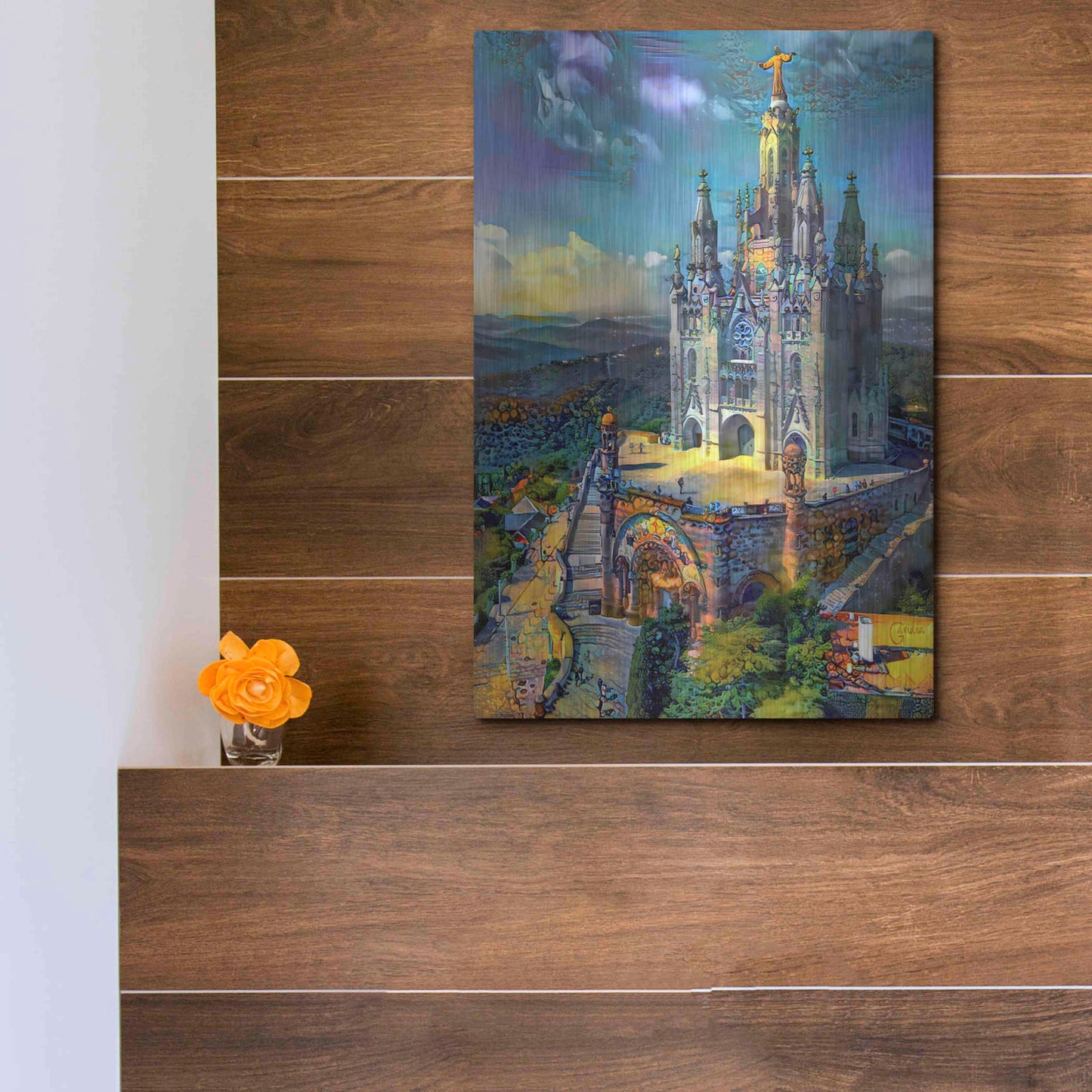 Luxe Metal Art 'Barcelona Spain Tibidabo Church' by Pedro Gavidia, Metal Wall Art,12x16