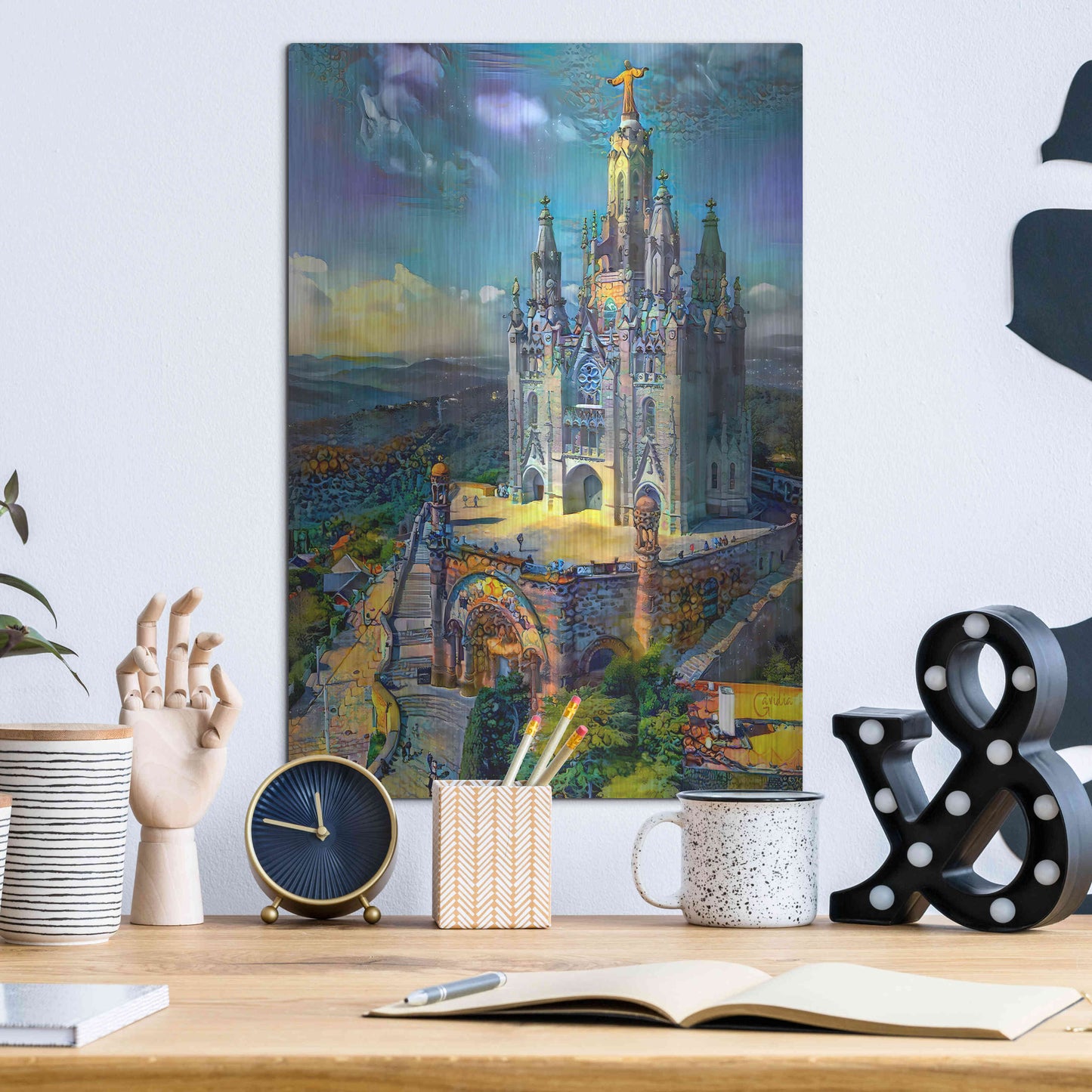 Luxe Metal Art 'Barcelona Spain Tibidabo Church' by Pedro Gavidia, Metal Wall Art,12x16