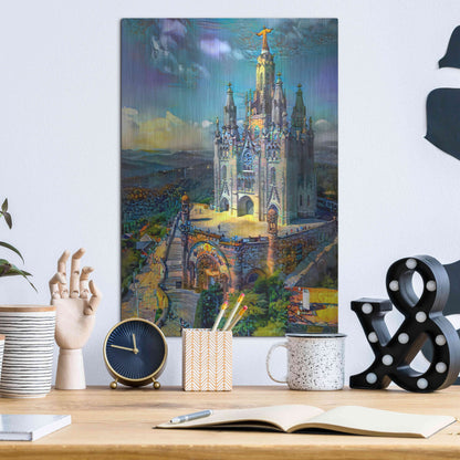 Luxe Metal Art 'Barcelona Spain Tibidabo Church' by Pedro Gavidia, Metal Wall Art,12x16
