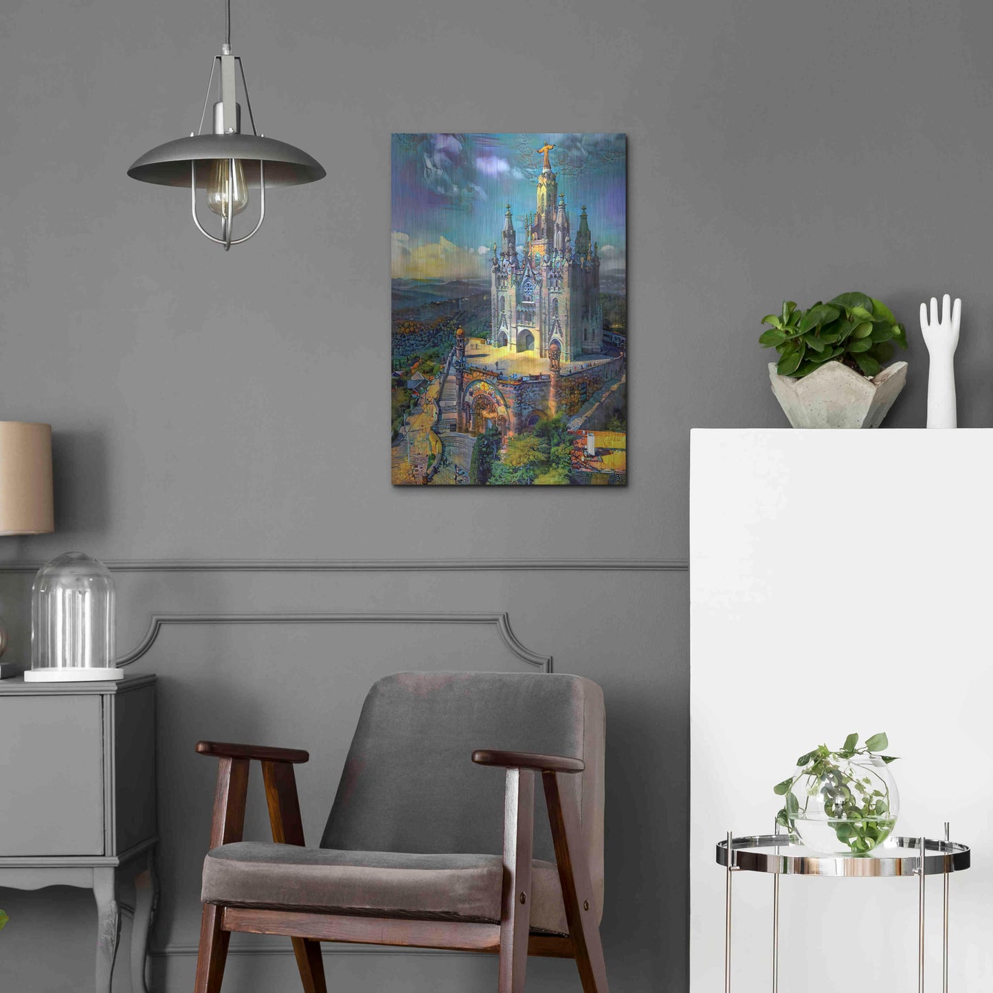 Luxe Metal Art 'Barcelona Spain Tibidabo Church' by Pedro Gavidia, Metal Wall Art,16x24