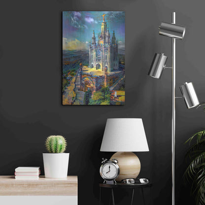 Luxe Metal Art 'Barcelona Spain Tibidabo Church' by Pedro Gavidia, Metal Wall Art,16x24