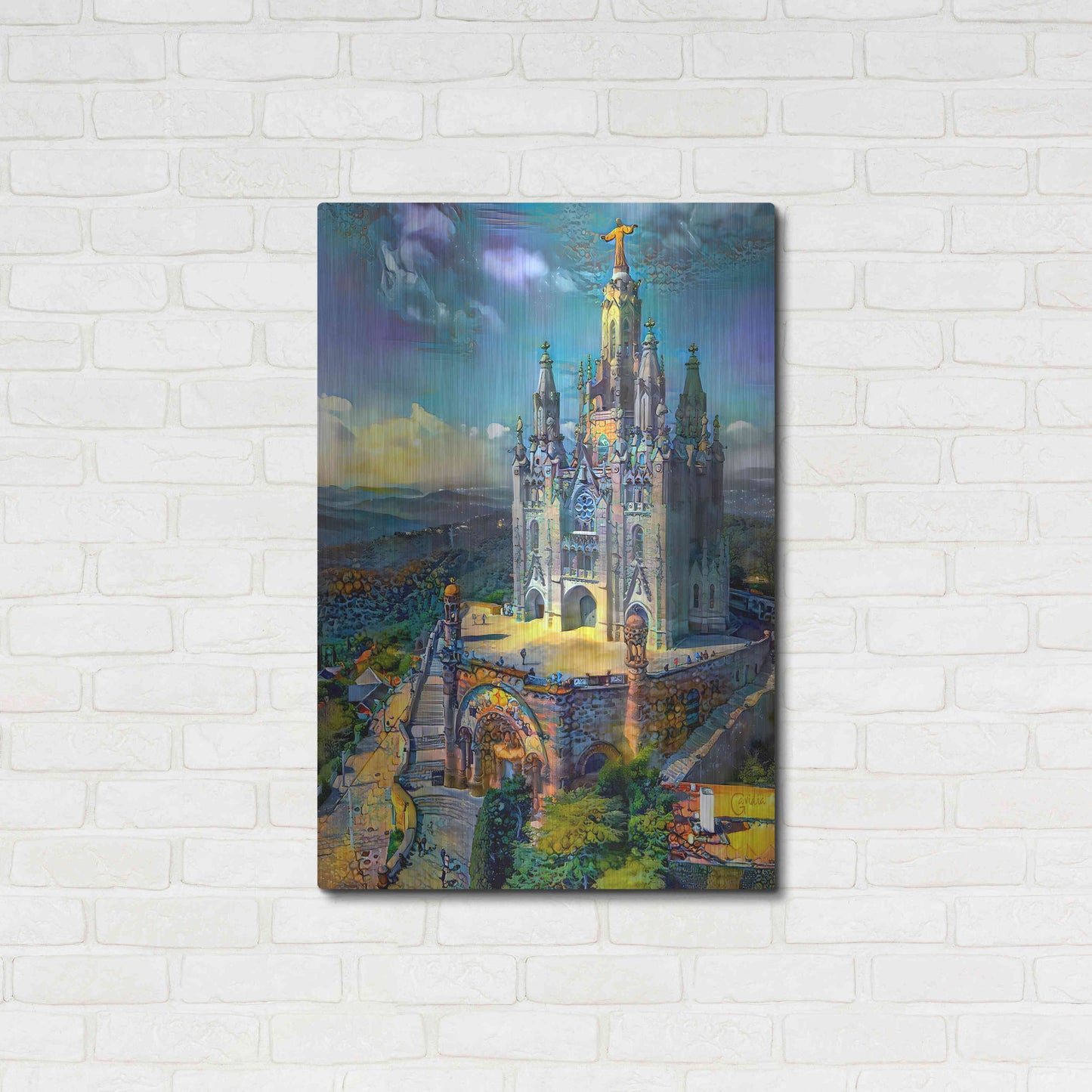 Luxe Metal Art 'Barcelona Spain Tibidabo Church' by Pedro Gavidia, Metal Wall Art,24x36