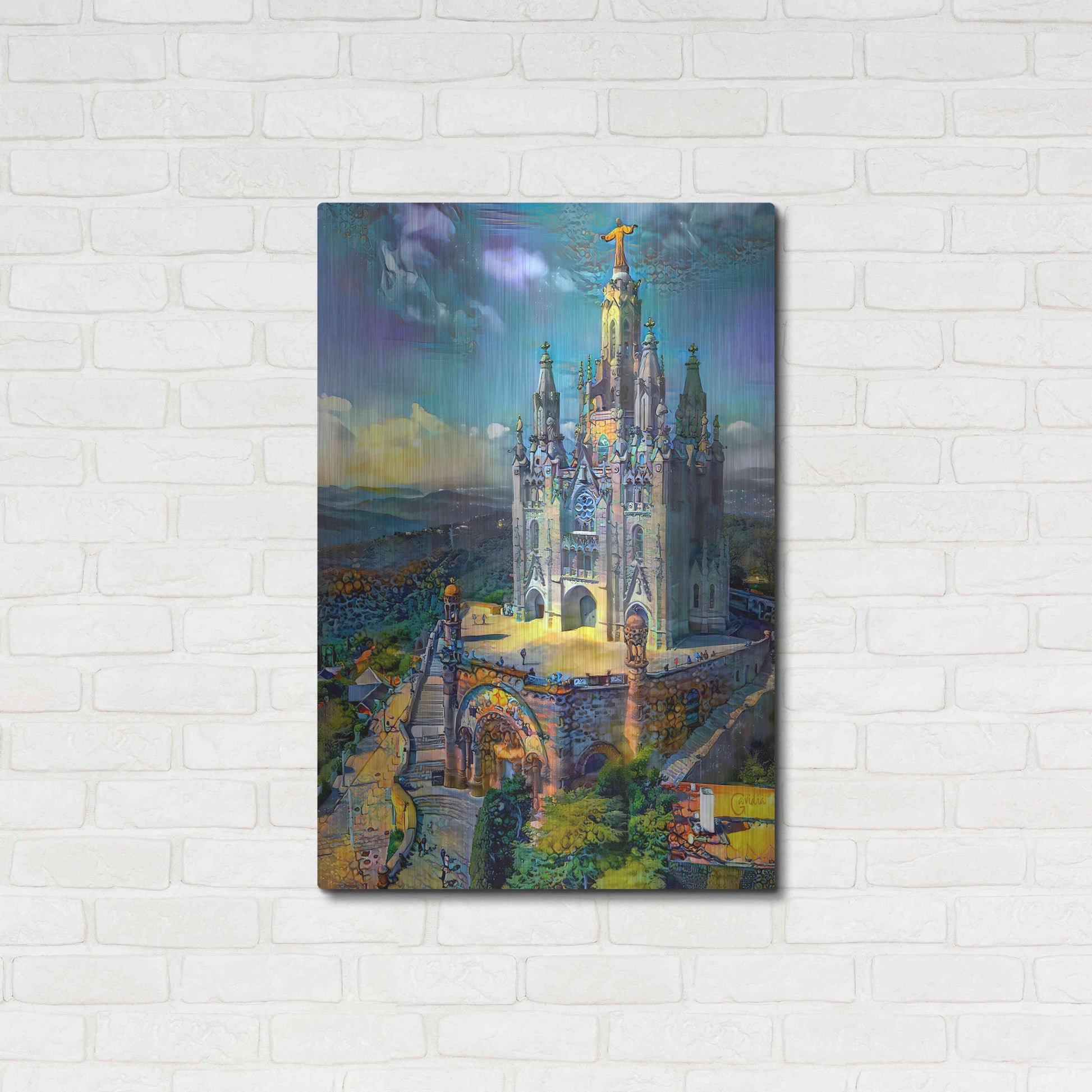 Luxe Metal Art 'Barcelona Spain Tibidabo Church' by Pedro Gavidia, Metal Wall Art,24x36