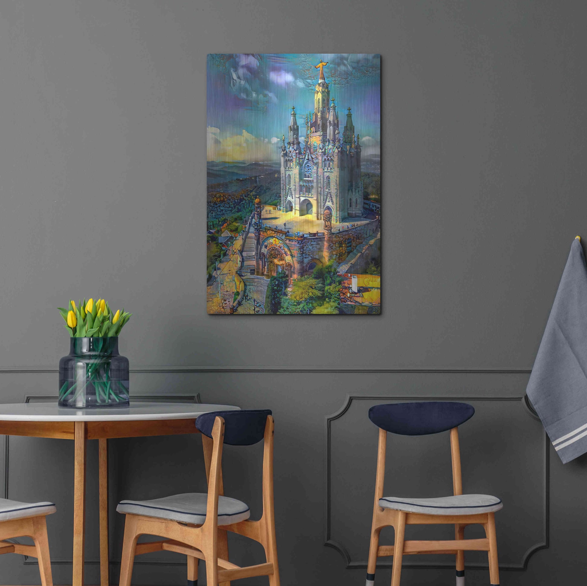 Luxe Metal Art 'Barcelona Spain Tibidabo Church' by Pedro Gavidia, Metal Wall Art,24x36