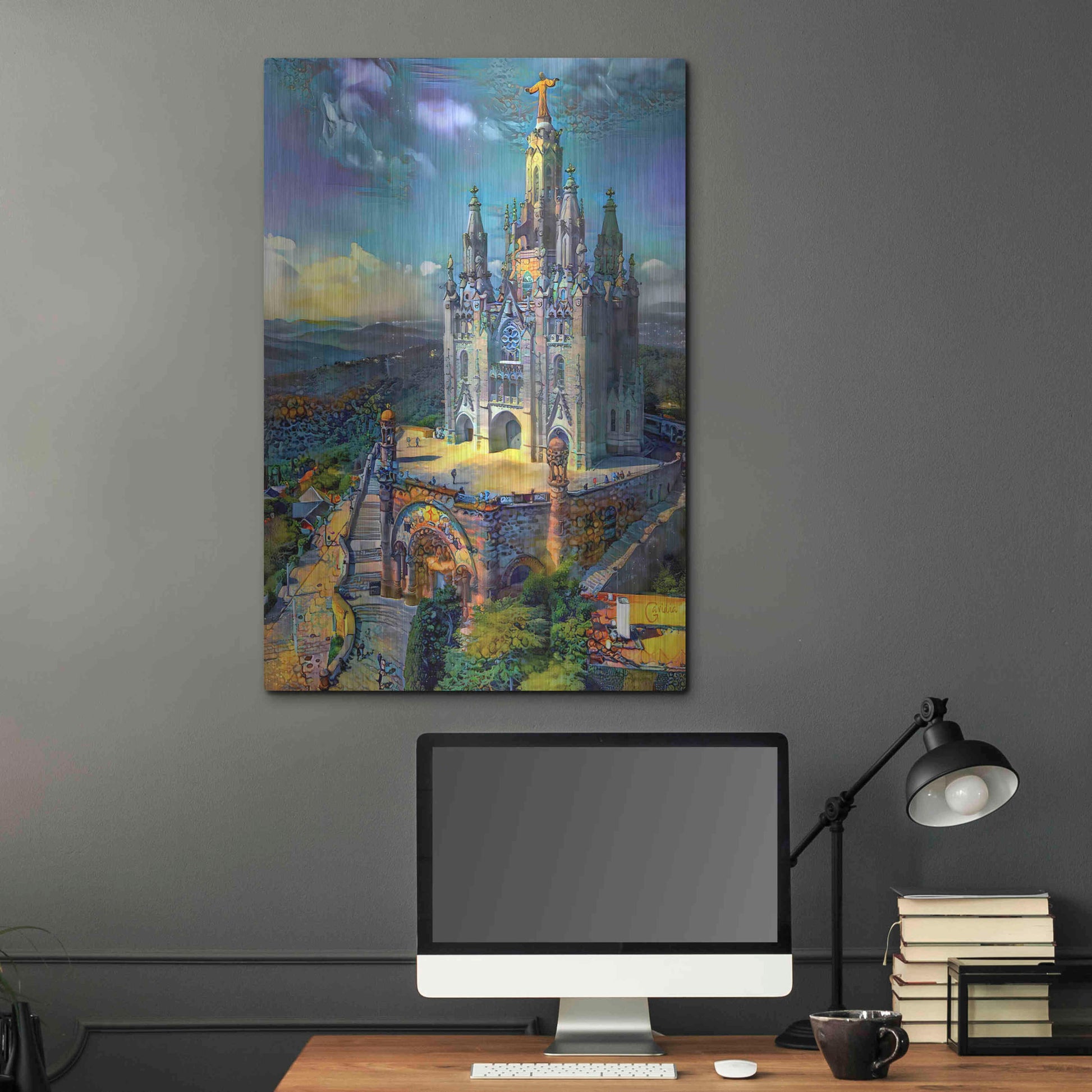 Luxe Metal Art 'Barcelona Spain Tibidabo Church' by Pedro Gavidia, Metal Wall Art,24x36
