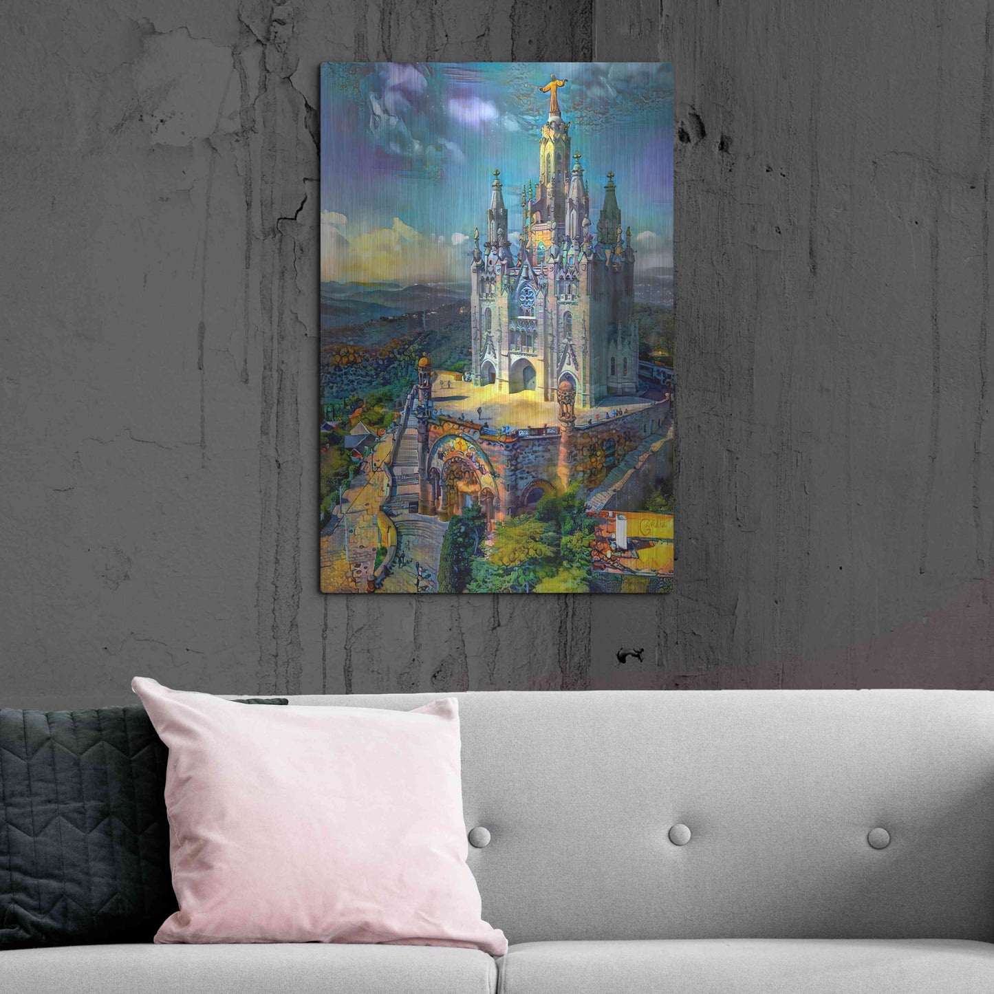 Luxe Metal Art 'Barcelona Spain Tibidabo Church' by Pedro Gavidia, Metal Wall Art,24x36
