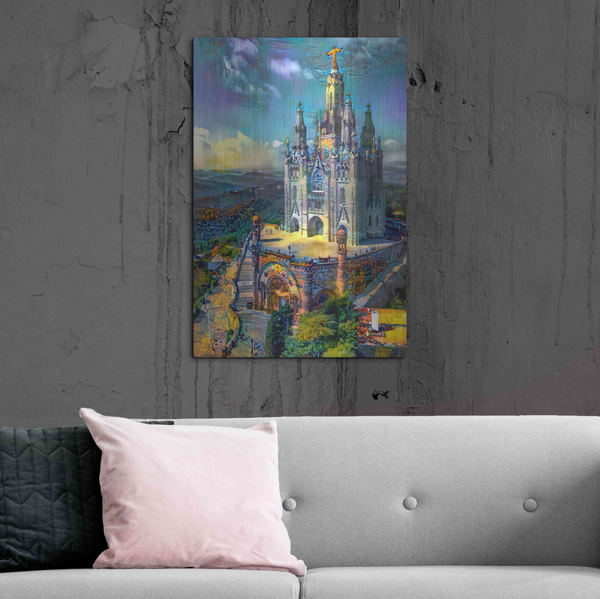 Luxe Metal Art 'Barcelona Spain Tibidabo Church' by Pedro Gavidia, Metal Wall Art,24x36