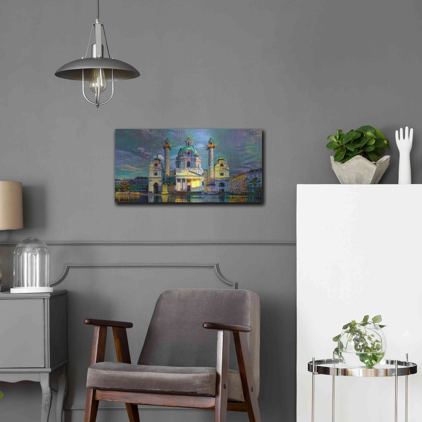 Luxe Metal Art 'Vienna Austria Karlskirche' by Pedro Gavidia, Metal Wall Art,24x12