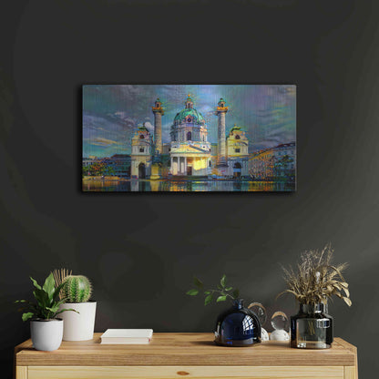 Luxe Metal Art 'Vienna Austria Karlskirche' by Pedro Gavidia, Metal Wall Art,24x12