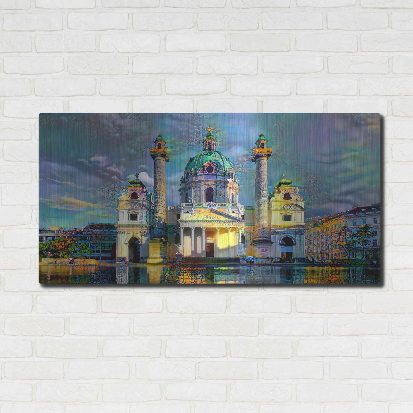 Luxe Metal Art 'Vienna Austria Karlskirche' by Pedro Gavidia, Metal Wall Art,48x24