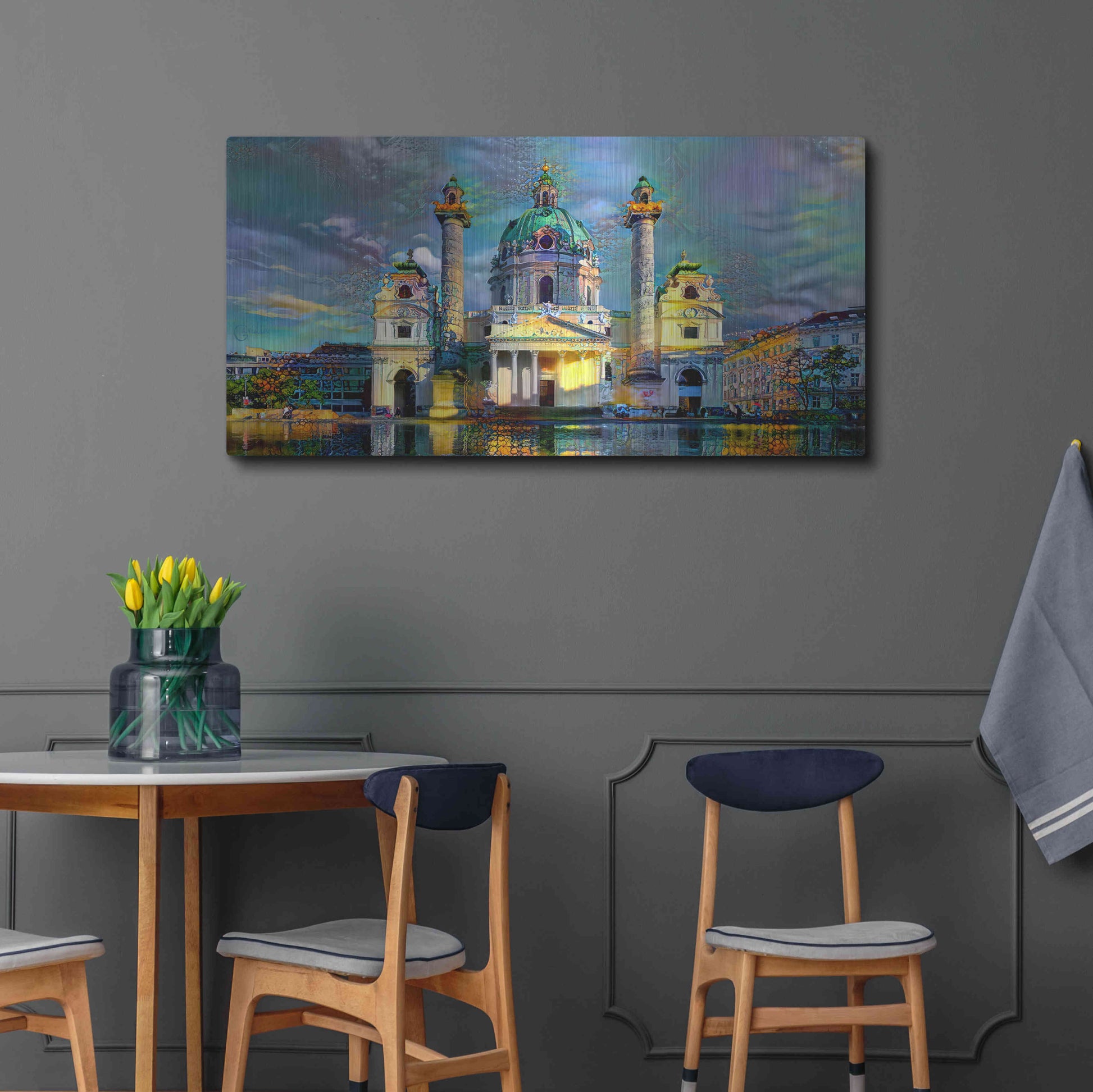 Luxe Metal Art 'Vienna Austria Karlskirche' by Pedro Gavidia, Metal Wall Art,48x24