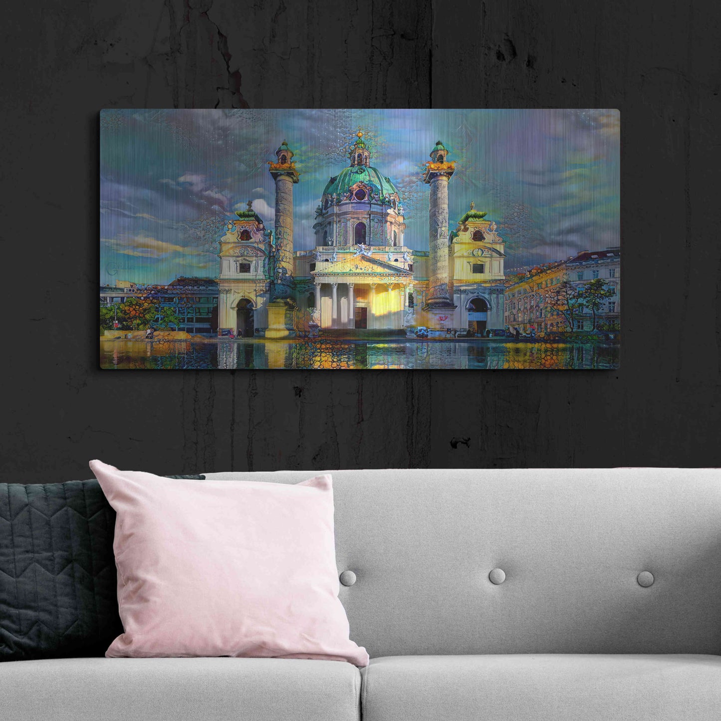 Luxe Metal Art 'Vienna Austria Karlskirche' by Pedro Gavidia, Metal Wall Art,48x24