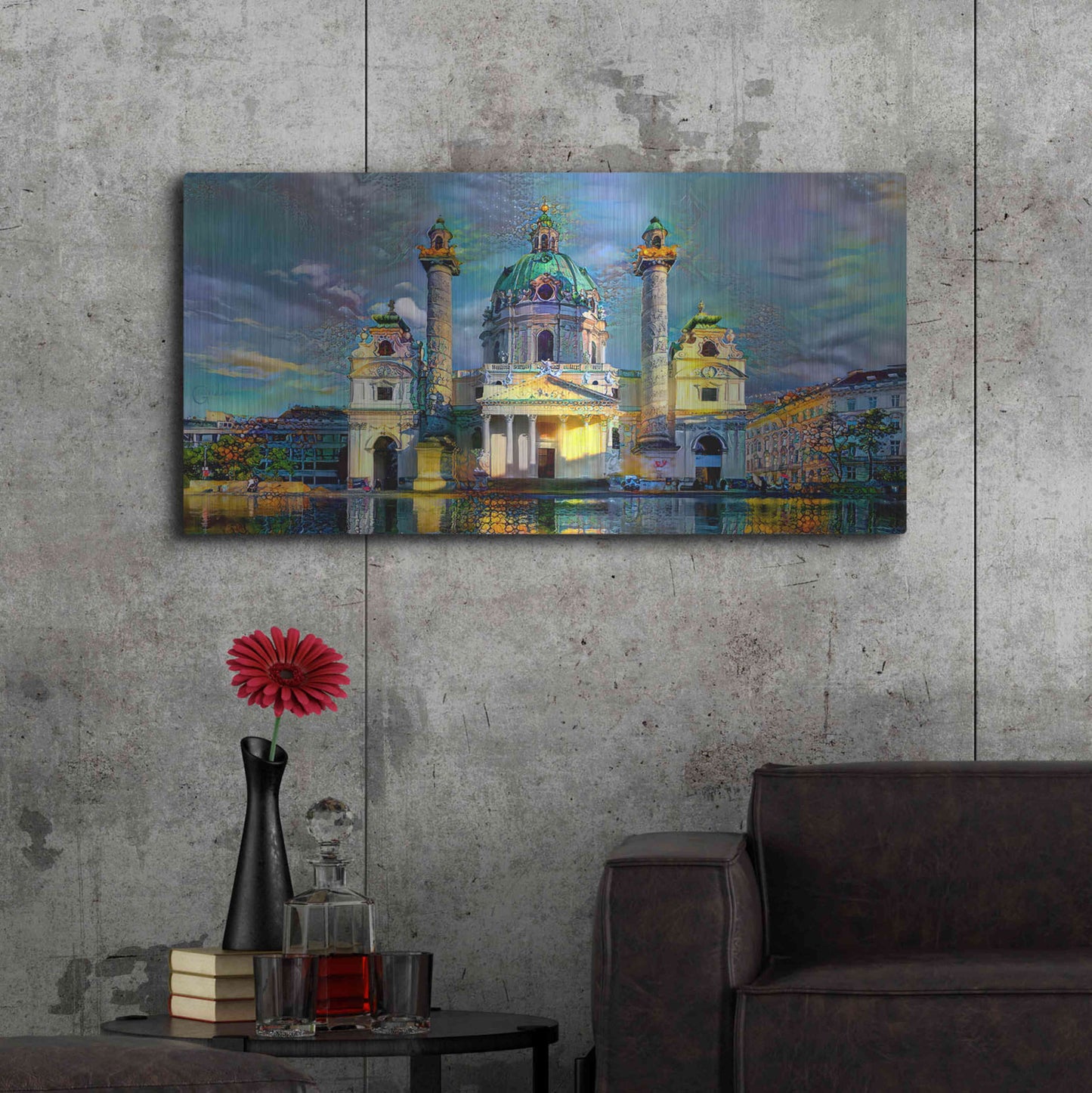 Luxe Metal Art 'Vienna Austria Karlskirche' by Pedro Gavidia, Metal Wall Art,48x24
