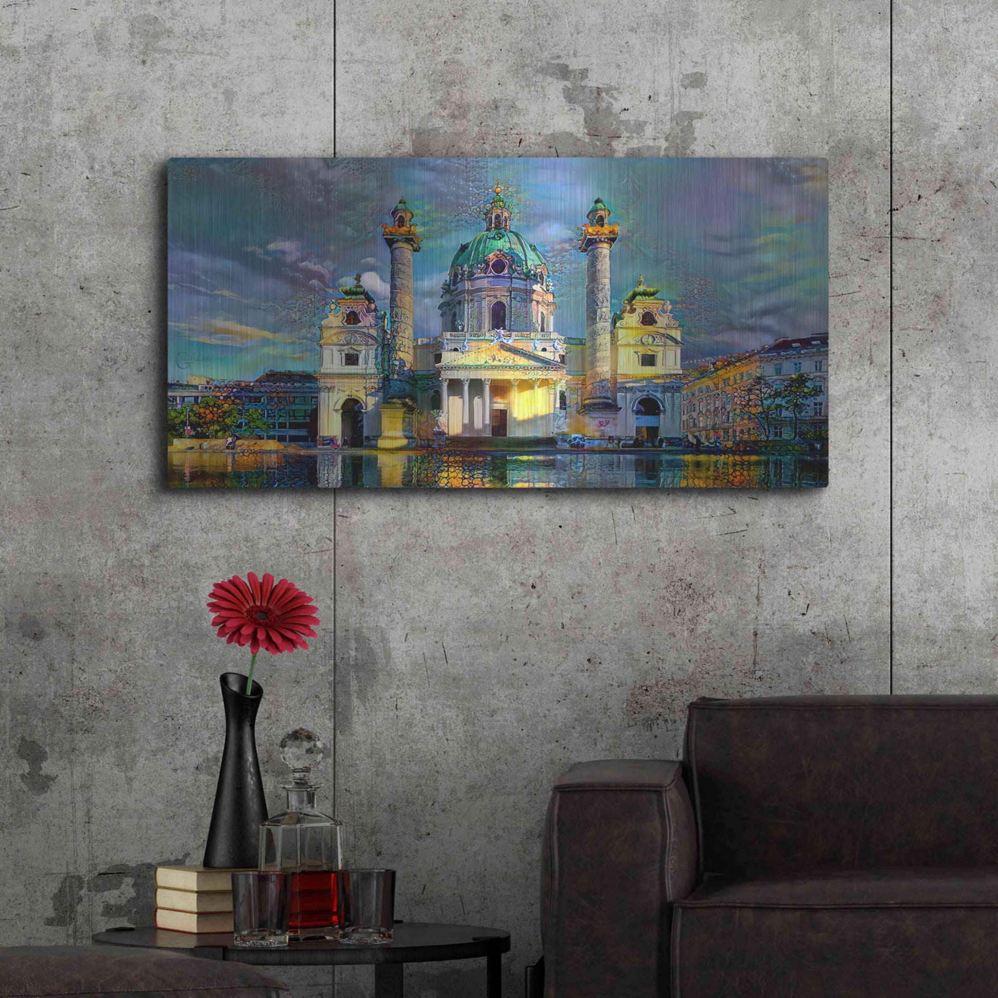 Luxe Metal Art 'Vienna Austria Karlskirche' by Pedro Gavidia, Metal Wall Art,48x24