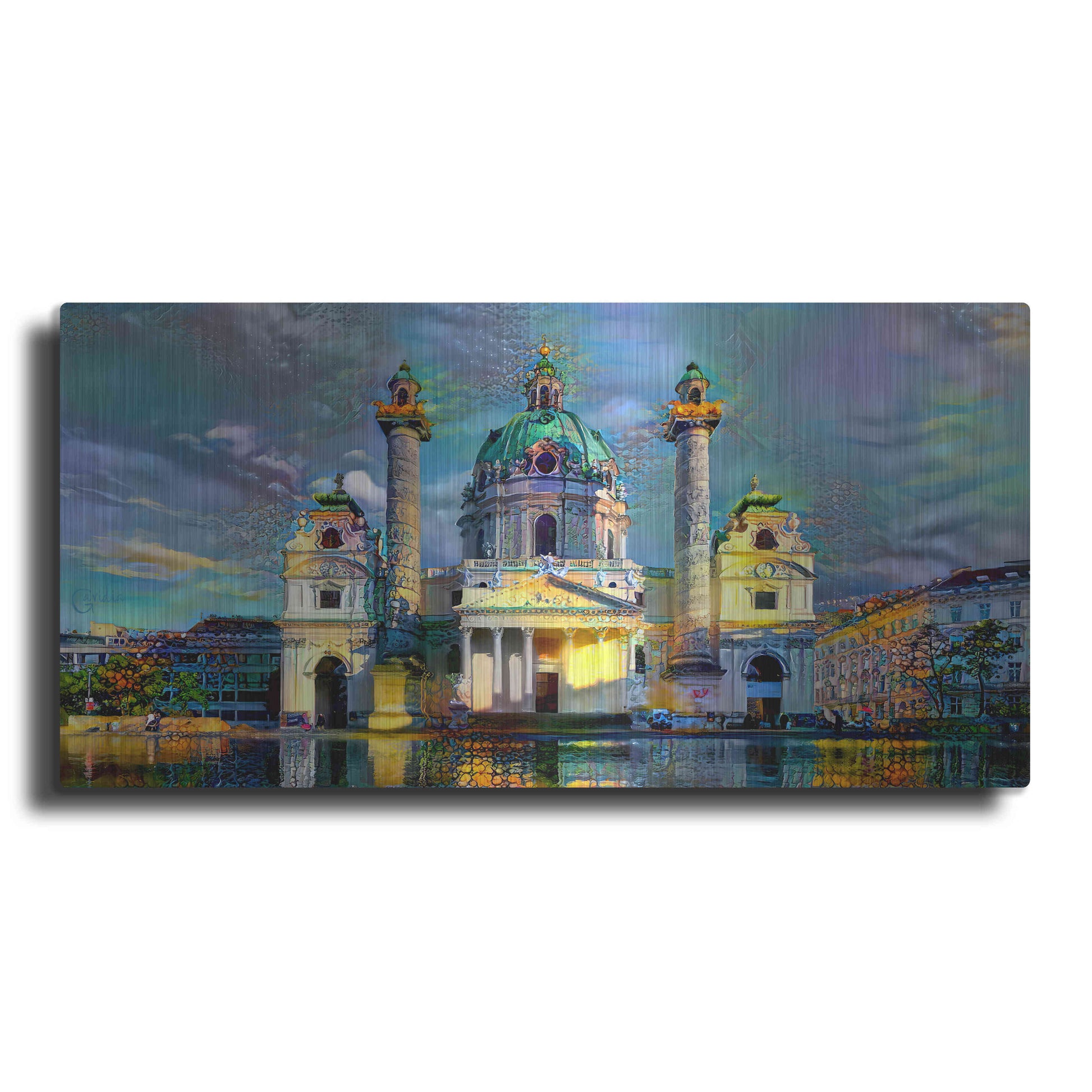 Luxe Metal Art 'Vienna Austria Karlskirche' by Pedro Gavidia, Metal Wall Art