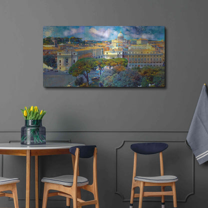 Luxe Metal Art 'Vaticano San Pedro from San Angelo' by Pedro Gavidia, Metal Wall Art,48x24