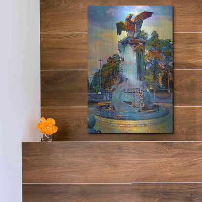 Luxe Metal Art 'Toluca Mexio Fountain Eagle Firmado' by Pedro Gavidia, Metal Wall Art,12x16