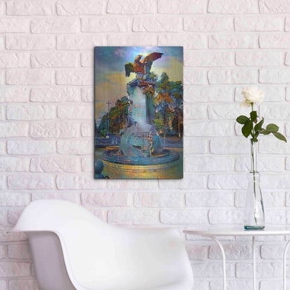 Luxe Metal Art 'Toluca Mexio Fountain Eagle Firmado' by Pedro Gavidia, Metal Wall Art,16x24