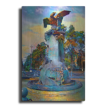 Luxe Metal Art 'Toluca Mexio Fountain Eagle Firmado' by Pedro Gavidia, Metal Wall Art