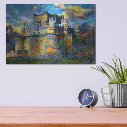 Luxe Metal Art 'Toledo Spain Guadamur Castle' by Pedro Gavidia, Metal Wall Art,16x12