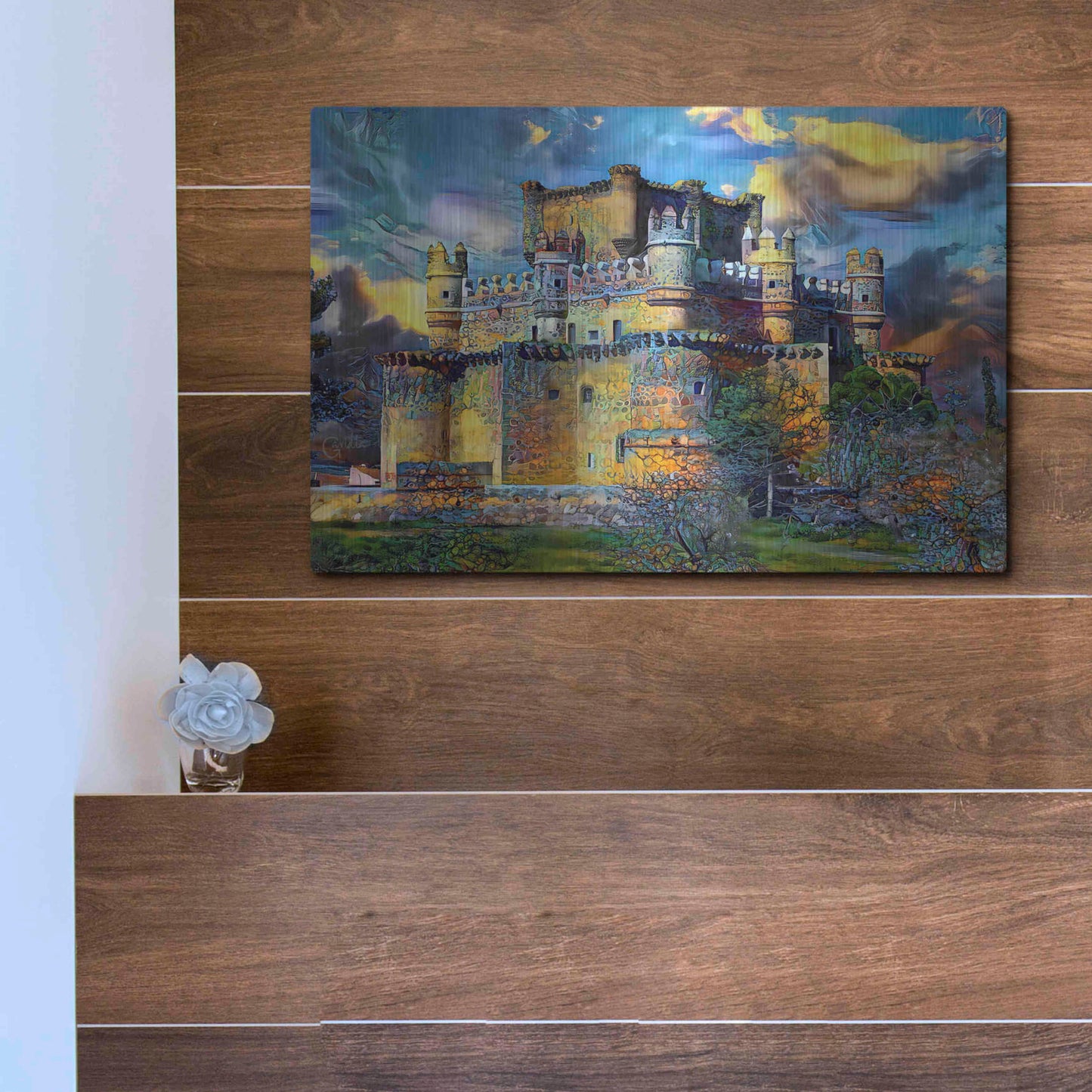 Luxe Metal Art 'Toledo Spain Guadamur Castle' by Pedro Gavidia, Metal Wall Art,16x12