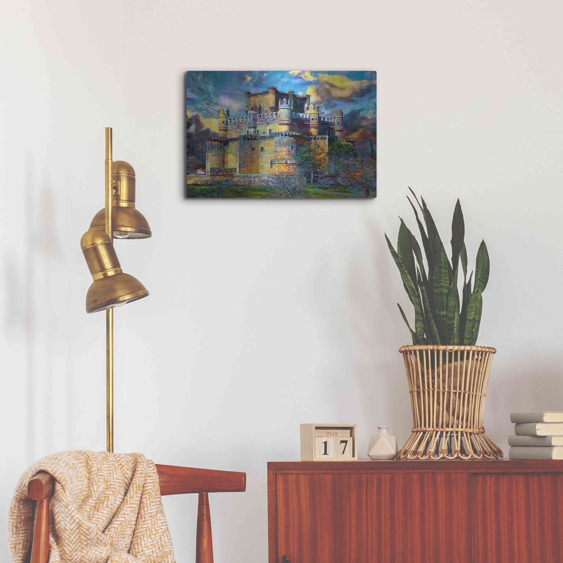 Luxe Metal Art 'Toledo Spain Guadamur Castle' by Pedro Gavidia, Metal Wall Art,24x16