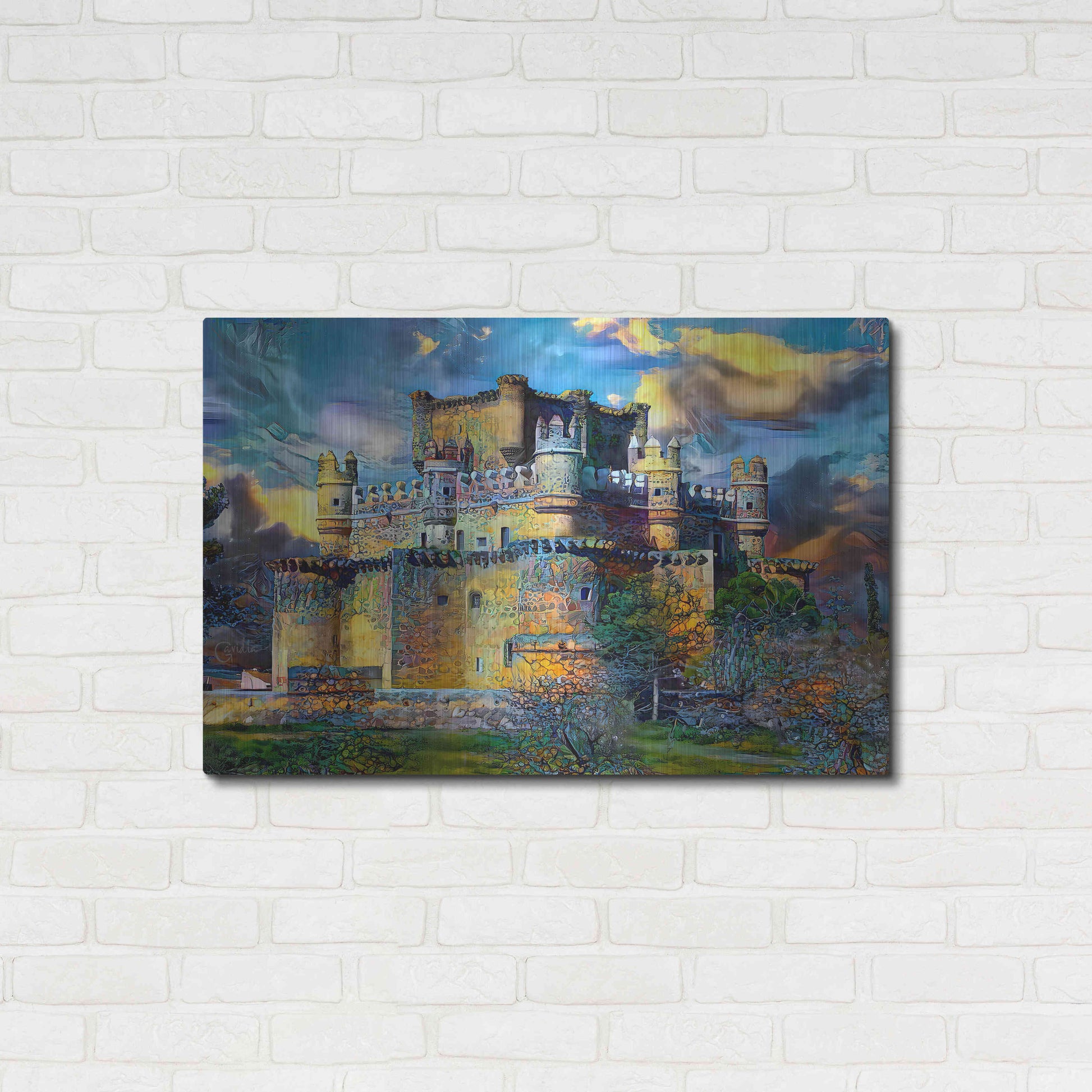 Luxe Metal Art 'Toledo Spain Guadamur Castle' by Pedro Gavidia, Metal Wall Art,36x24