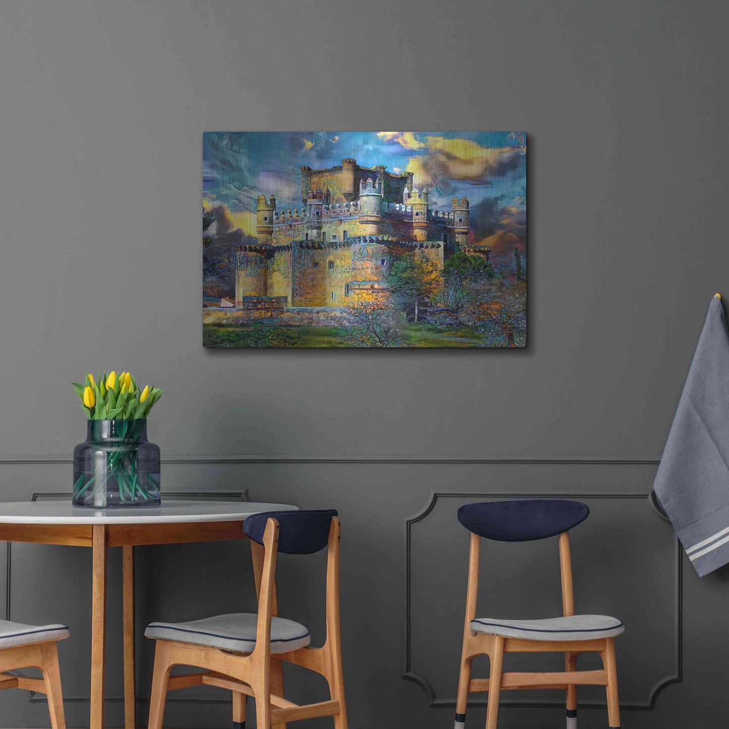 Luxe Metal Art 'Toledo Spain Guadamur Castle' by Pedro Gavidia, Metal Wall Art,36x24