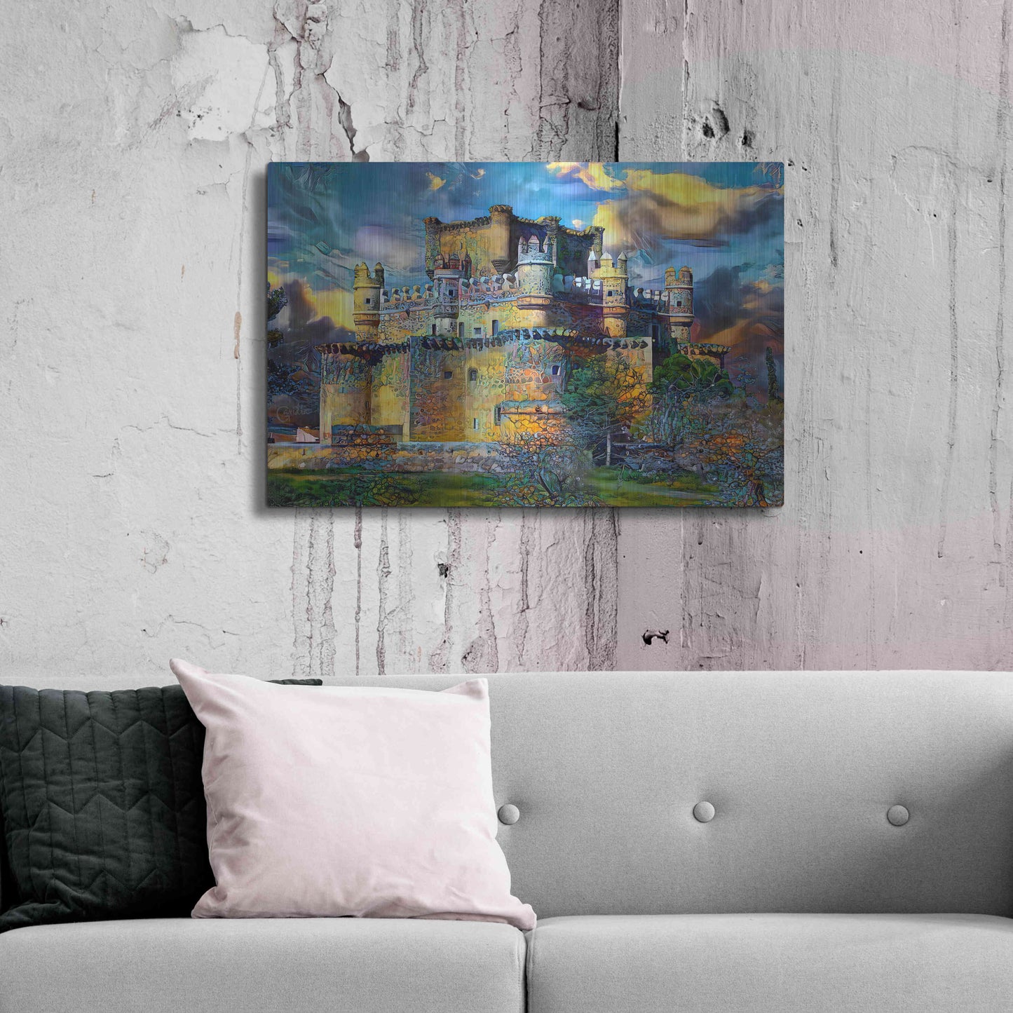 Luxe Metal Art 'Toledo Spain Guadamur Castle' by Pedro Gavidia, Metal Wall Art,36x24