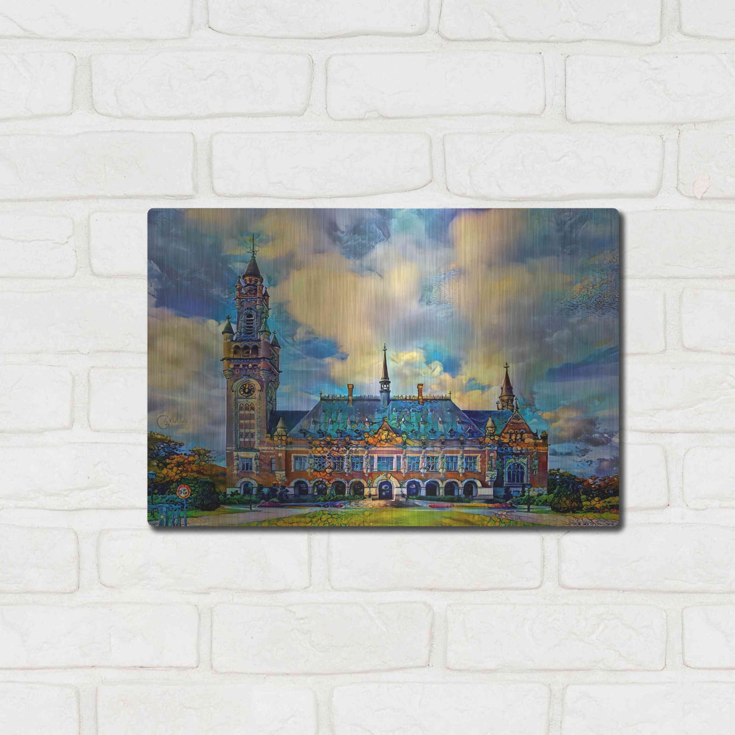 Luxe Metal Art 'The Hague Netherlands Peace Palace' by Pedro Gavidia, Metal Wall Art,16x12