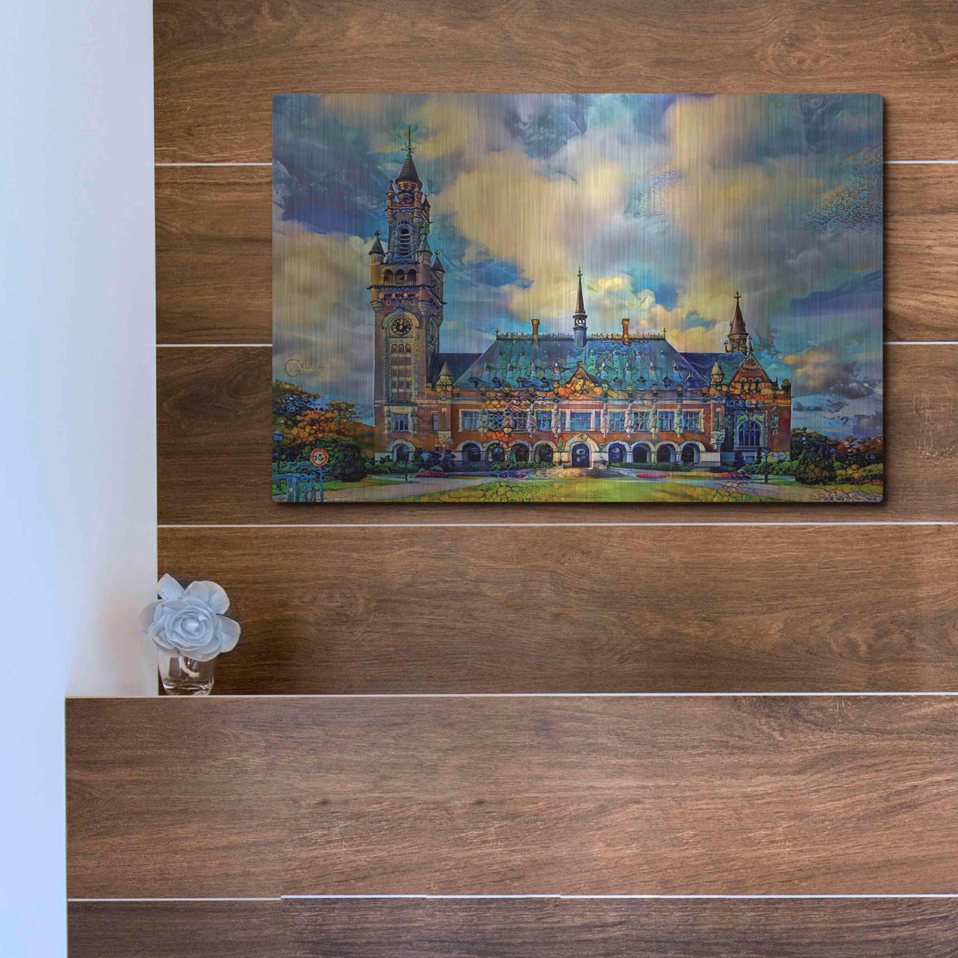 Luxe Metal Art 'The Hague Netherlands Peace Palace' by Pedro Gavidia, Metal Wall Art,16x12