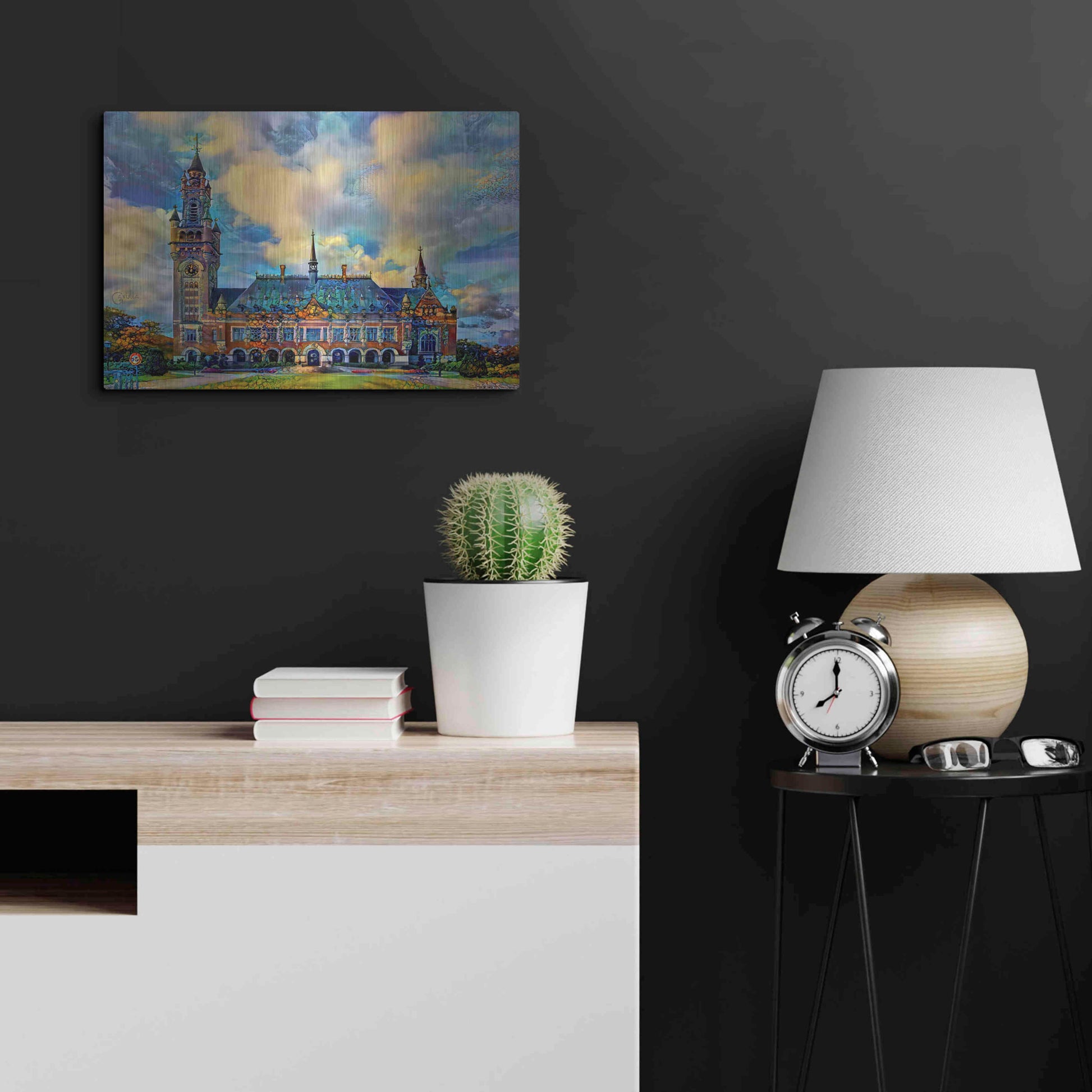 Luxe Metal Art 'The Hague Netherlands Peace Palace' by Pedro Gavidia, Metal Wall Art,24x16