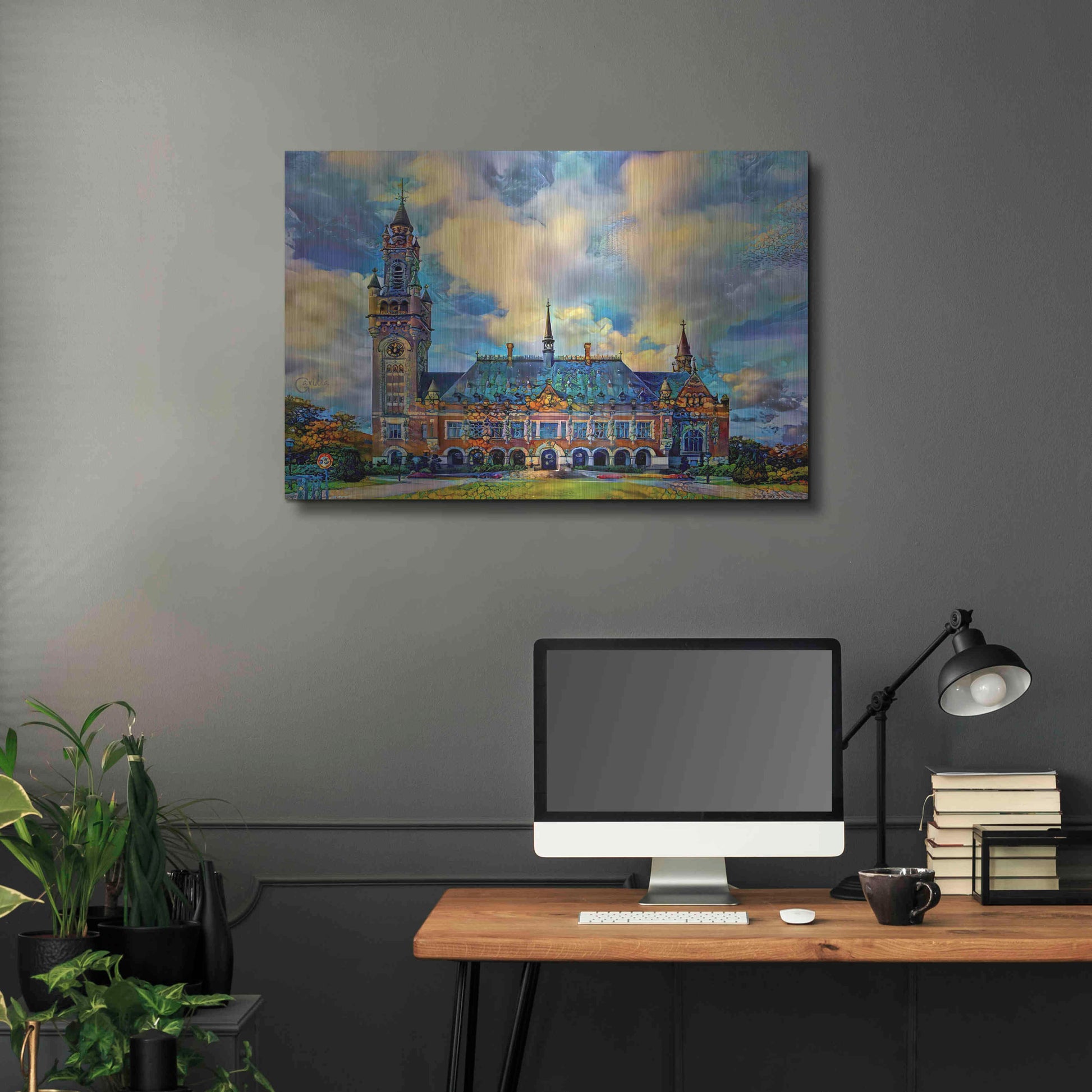 Luxe Metal Art 'The Hague Netherlands Peace Palace' by Pedro Gavidia, Metal Wall Art,36x24