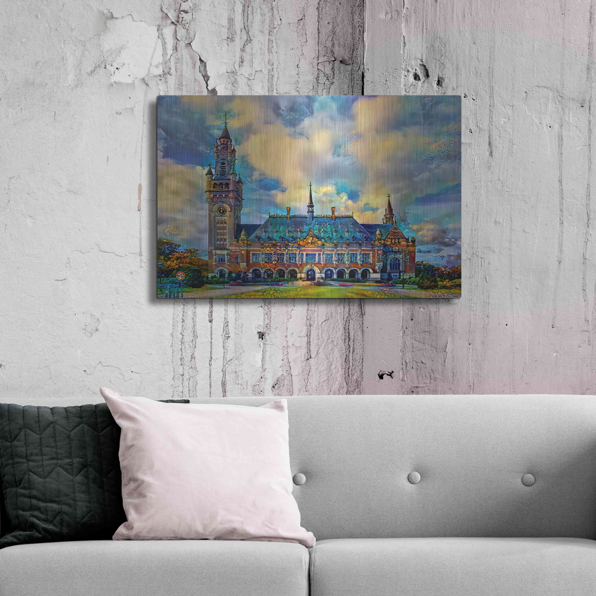 Luxe Metal Art 'The Hague Netherlands Peace Palace' by Pedro Gavidia, Metal Wall Art,36x24