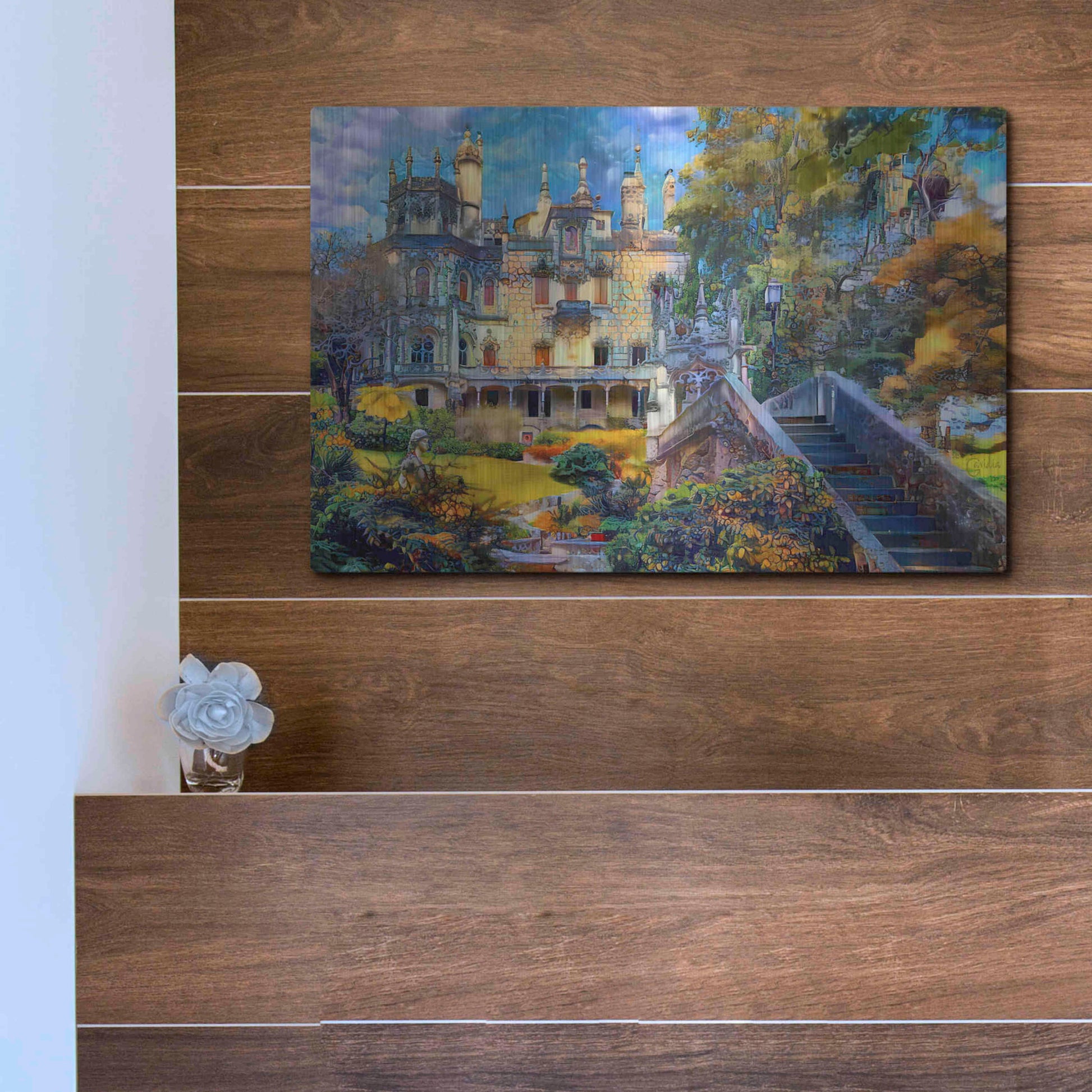 Luxe Metal Art 'Sintra Portugal Quinta de Regaleira' by Pedro Gavidia, Metal Wall Art,16x12