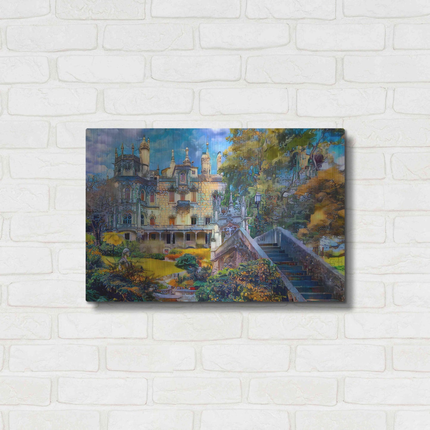 Luxe Metal Art 'Sintra Portugal Quinta de Regaleira' by Pedro Gavidia, Metal Wall Art,24x16