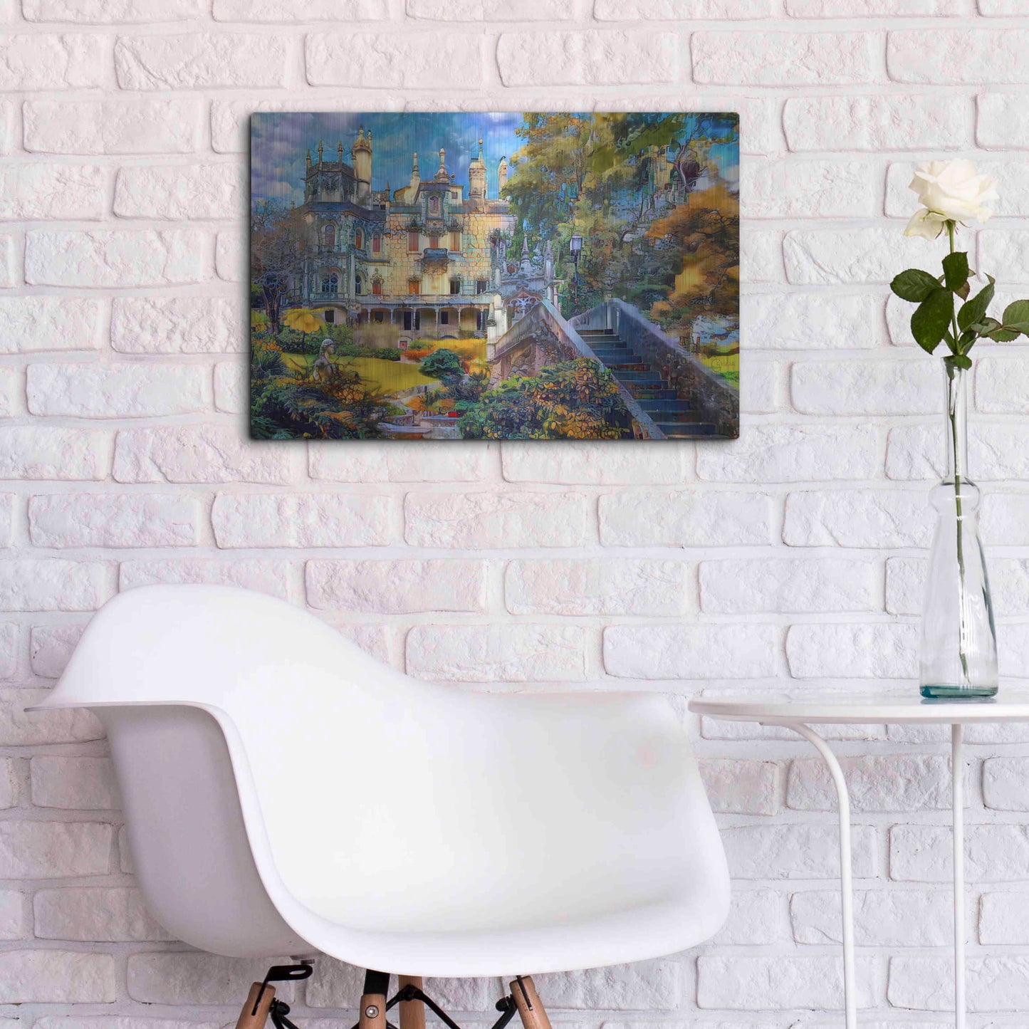 Luxe Metal Art 'Sintra Portugal Quinta de Regaleira' by Pedro Gavidia, Metal Wall Art,24x16