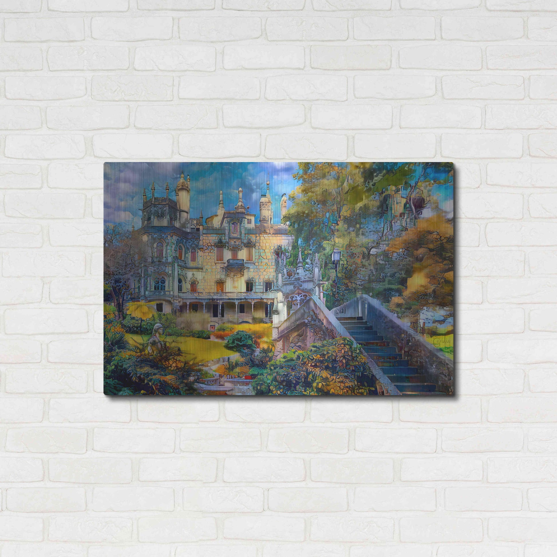 Luxe Metal Art 'Sintra Portugal Quinta de Regaleira' by Pedro Gavidia, Metal Wall Art,36x24