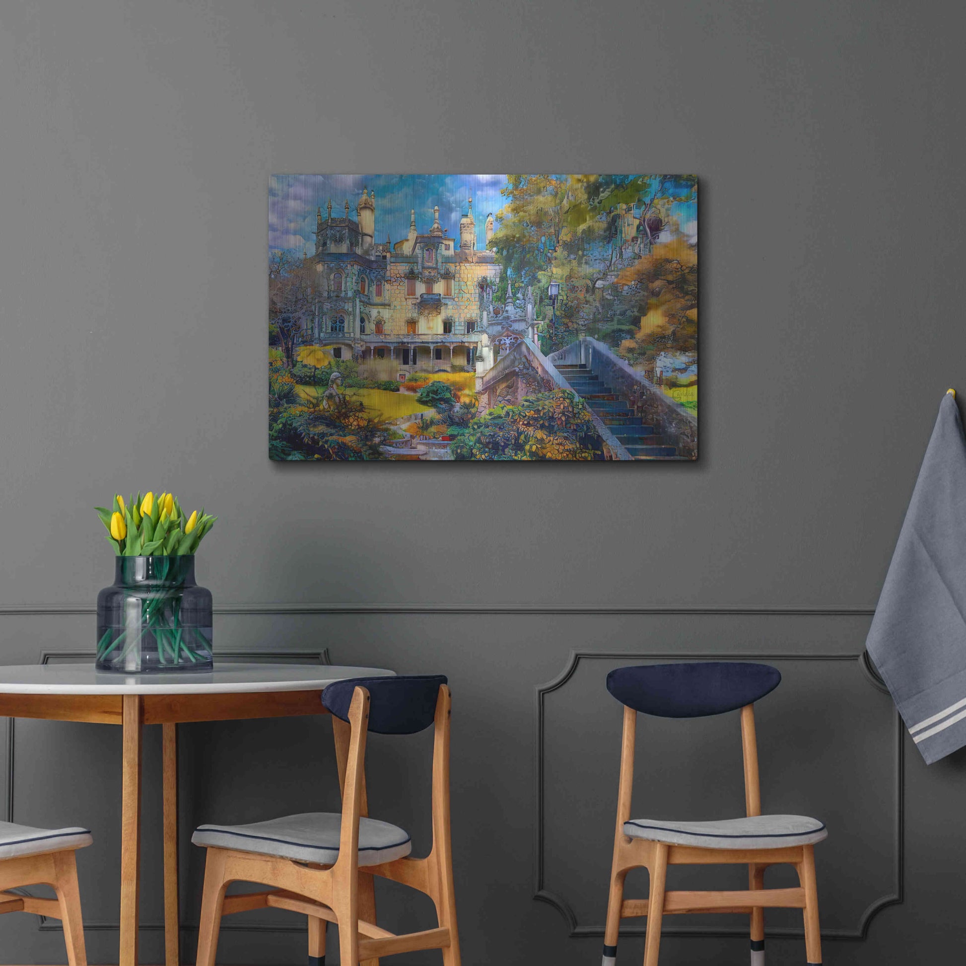 Luxe Metal Art 'Sintra Portugal Quinta de Regaleira' by Pedro Gavidia, Metal Wall Art,36x24