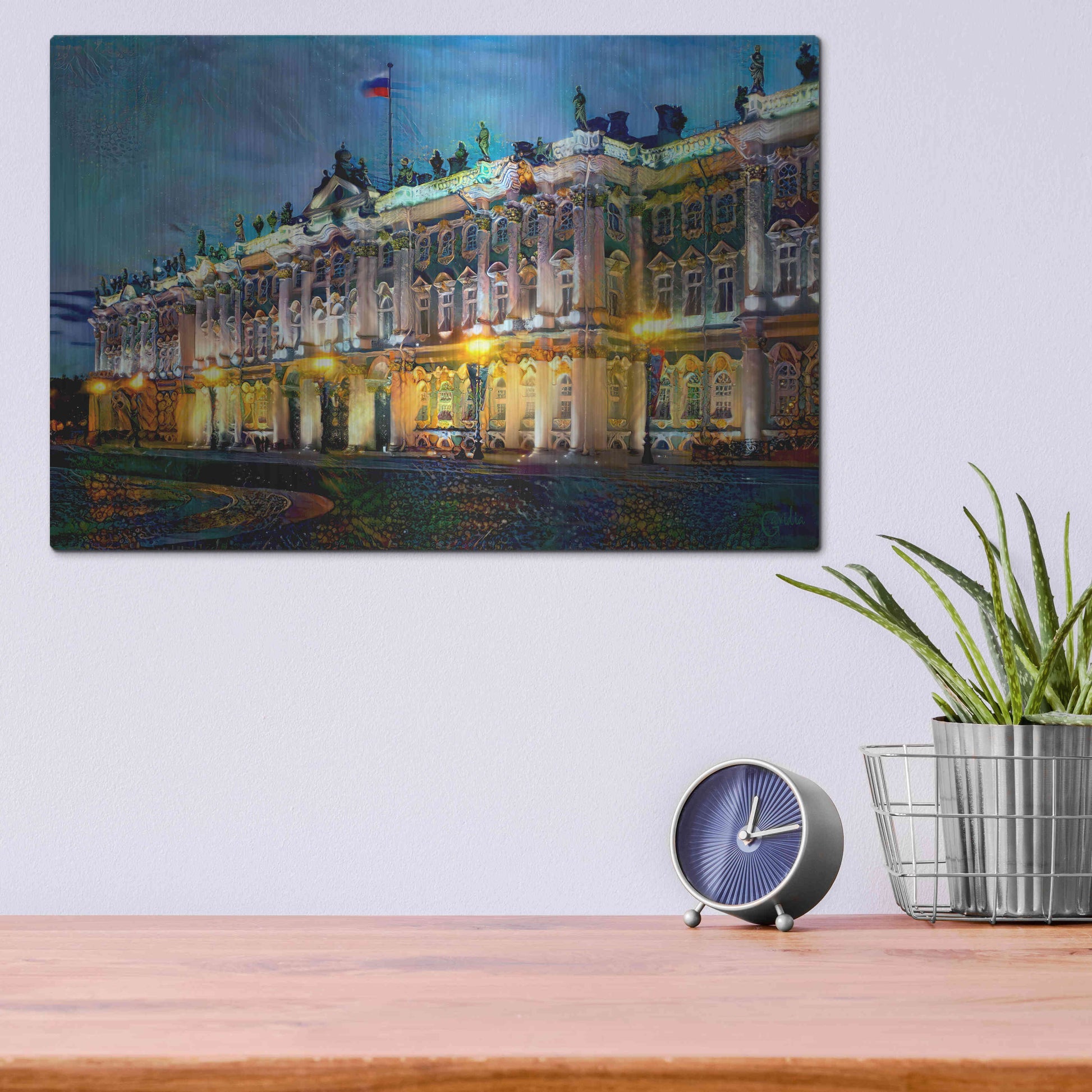 Luxe Metal Art 'Saint Petersburg Russia Hermitage Museum' by Pedro Gavidia, Metal Wall Art,16x12