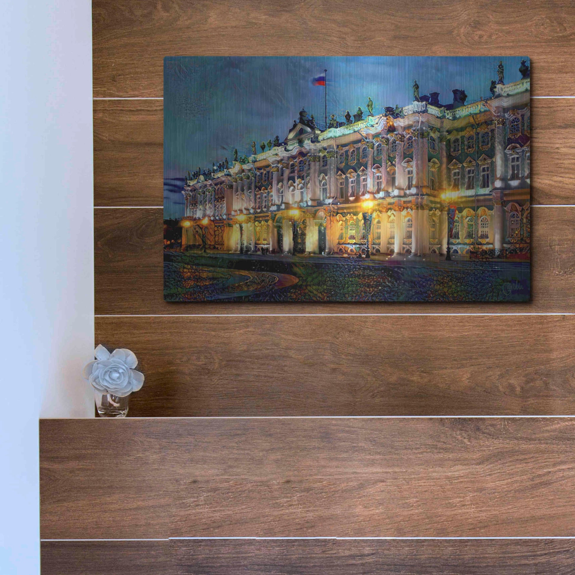Luxe Metal Art 'Saint Petersburg Russia Hermitage Museum' by Pedro Gavidia, Metal Wall Art,16x12
