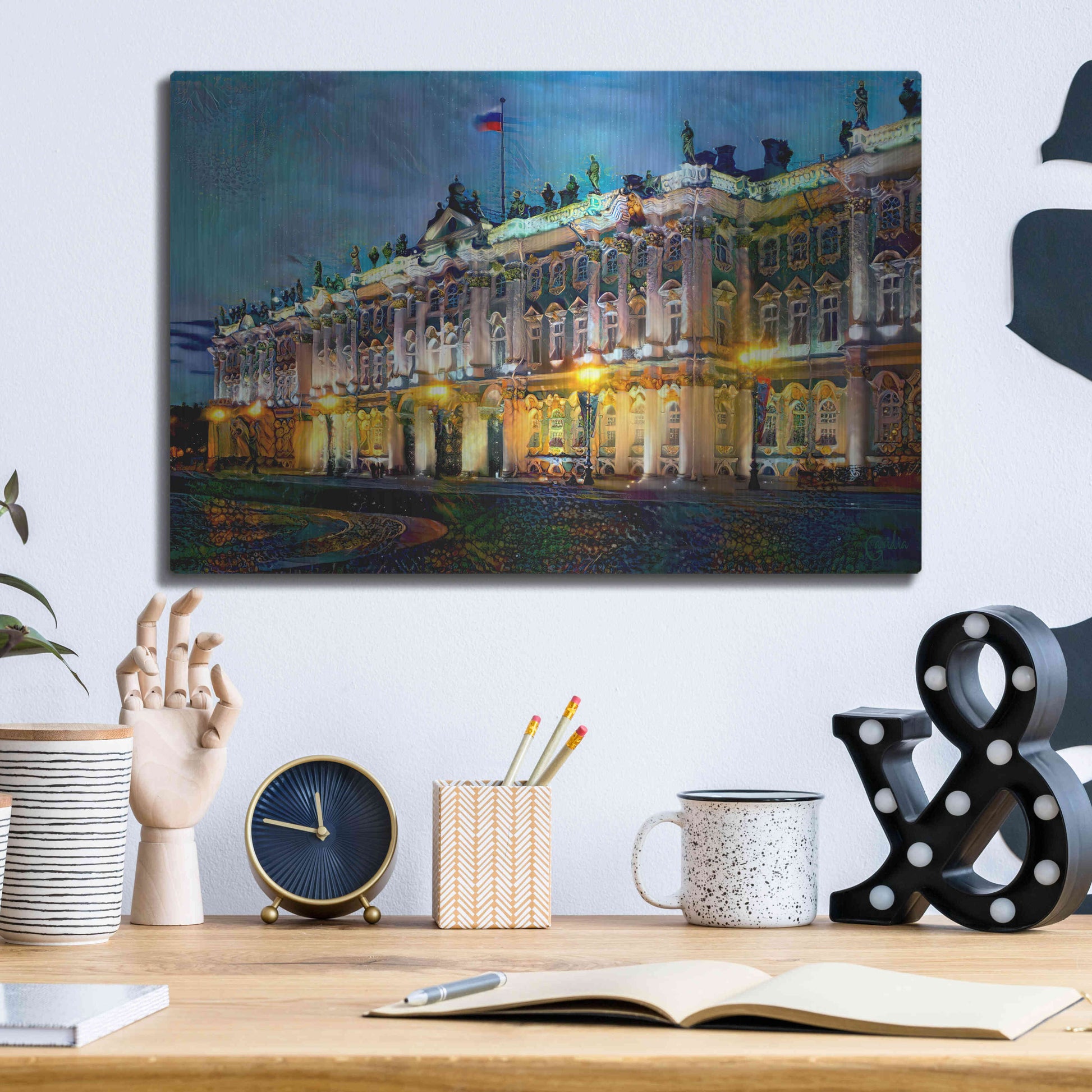 Luxe Metal Art 'Saint Petersburg Russia Hermitage Museum' by Pedro Gavidia, Metal Wall Art,16x12