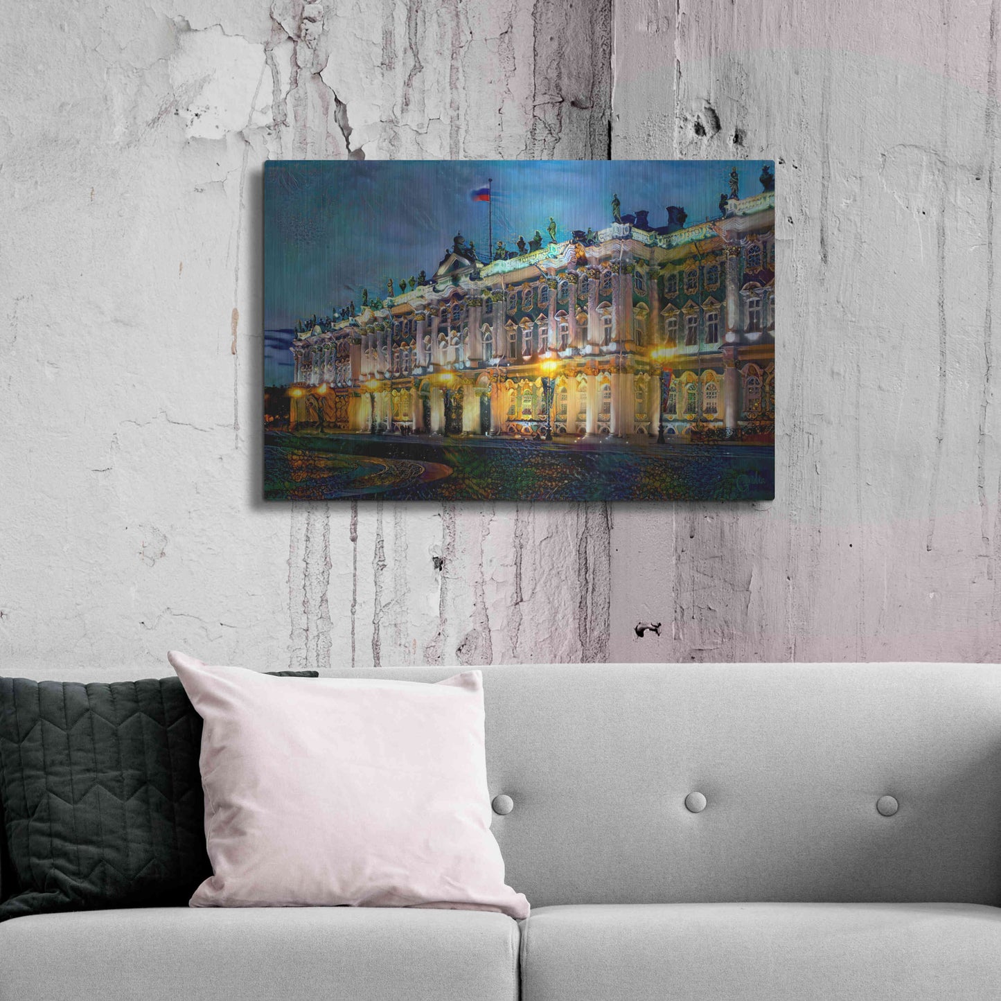 Luxe Metal Art 'Saint Petersburg Russia Hermitage Museum' by Pedro Gavidia, Metal Wall Art,36x24