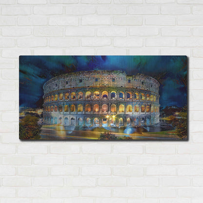 Luxe Metal Art 'Rome Italy Coliseo Night 2022' by Pedro Gavidia, Metal Wall Art,48x24